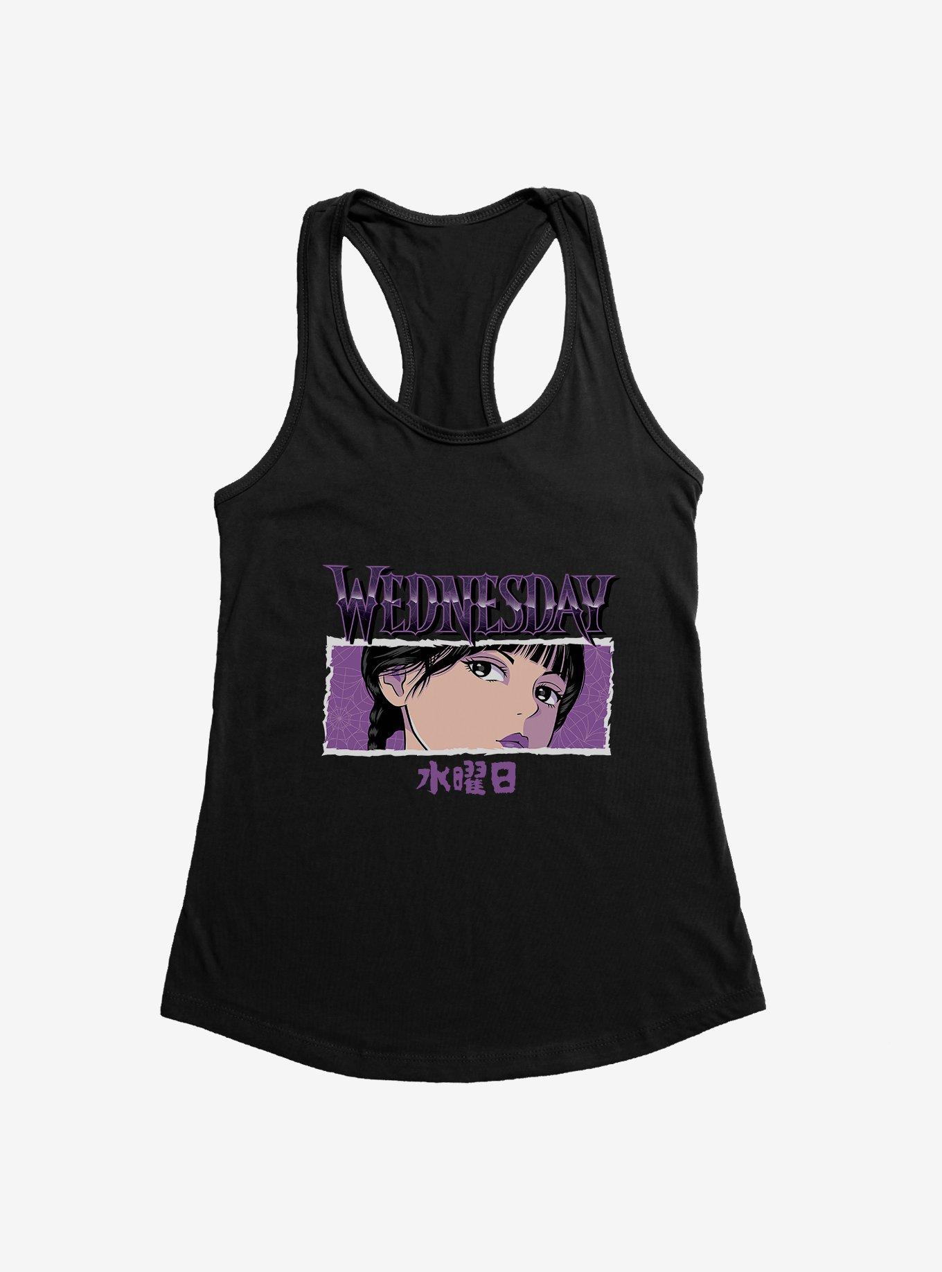 Wednesday Anime Glare Womens Tank Top, BLACK, hi-res