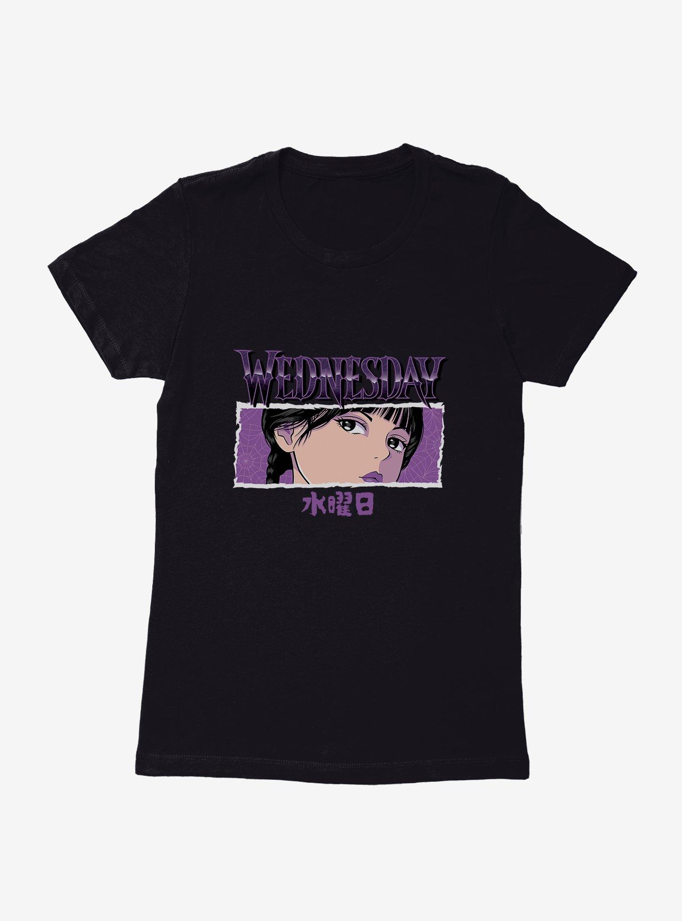 Wednesday Anime Glare Womens T-Shirt, BLACK, hi-res