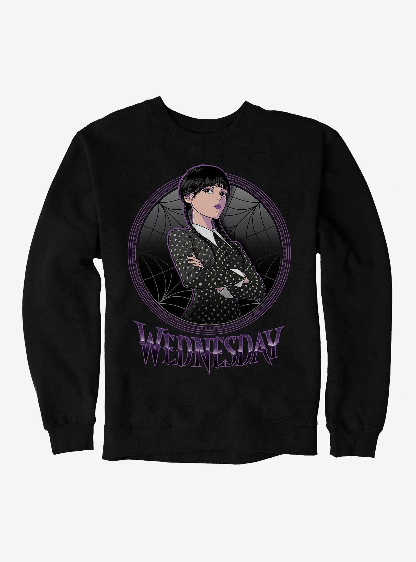 Wednesday Anime Portrait Sweatshirt, BLACK, hi-res