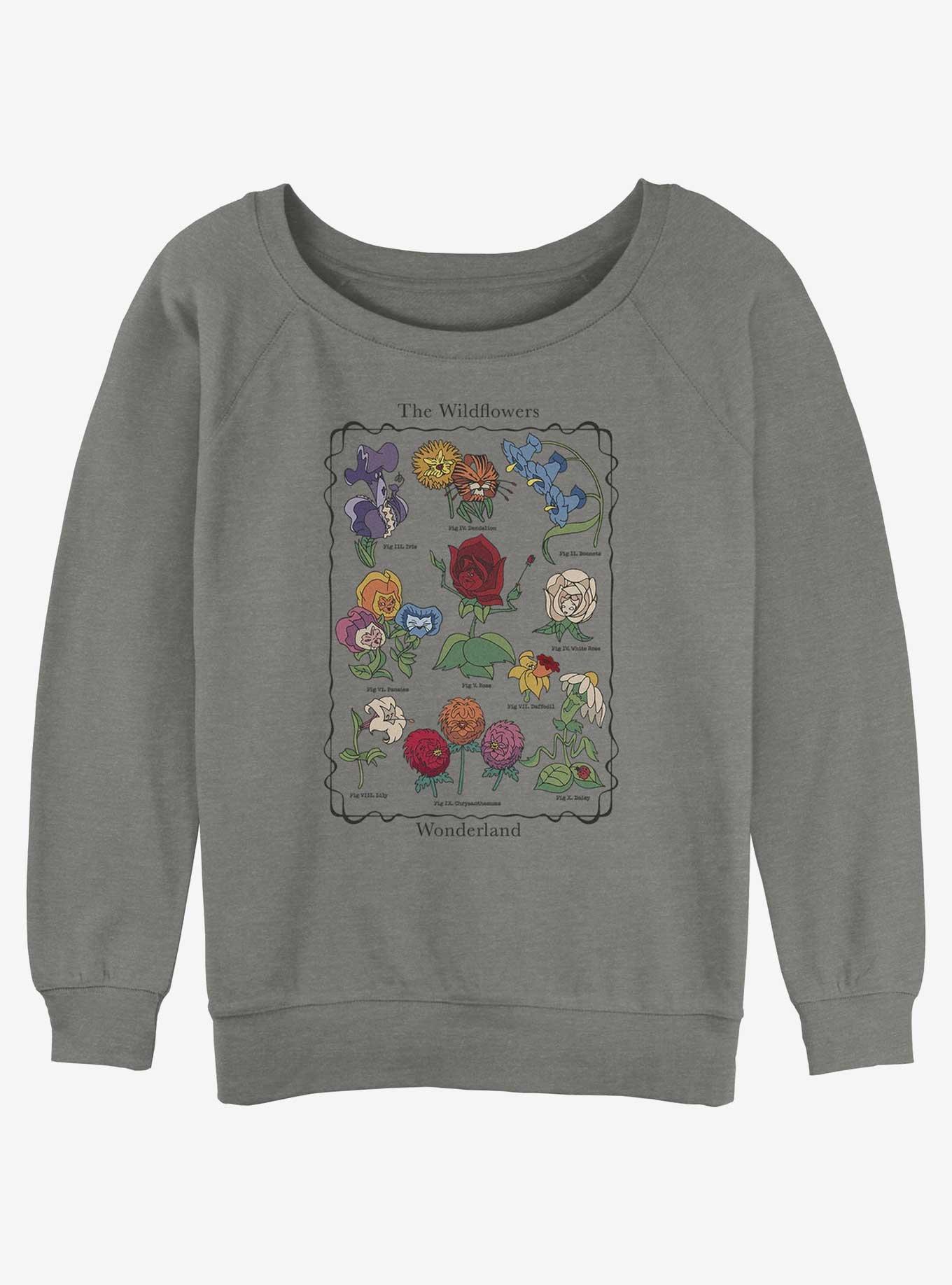 Disney Alice In Wonderland The Wildflowers Womens Slouchy Sweatshirt, GRAY HTR, hi-res