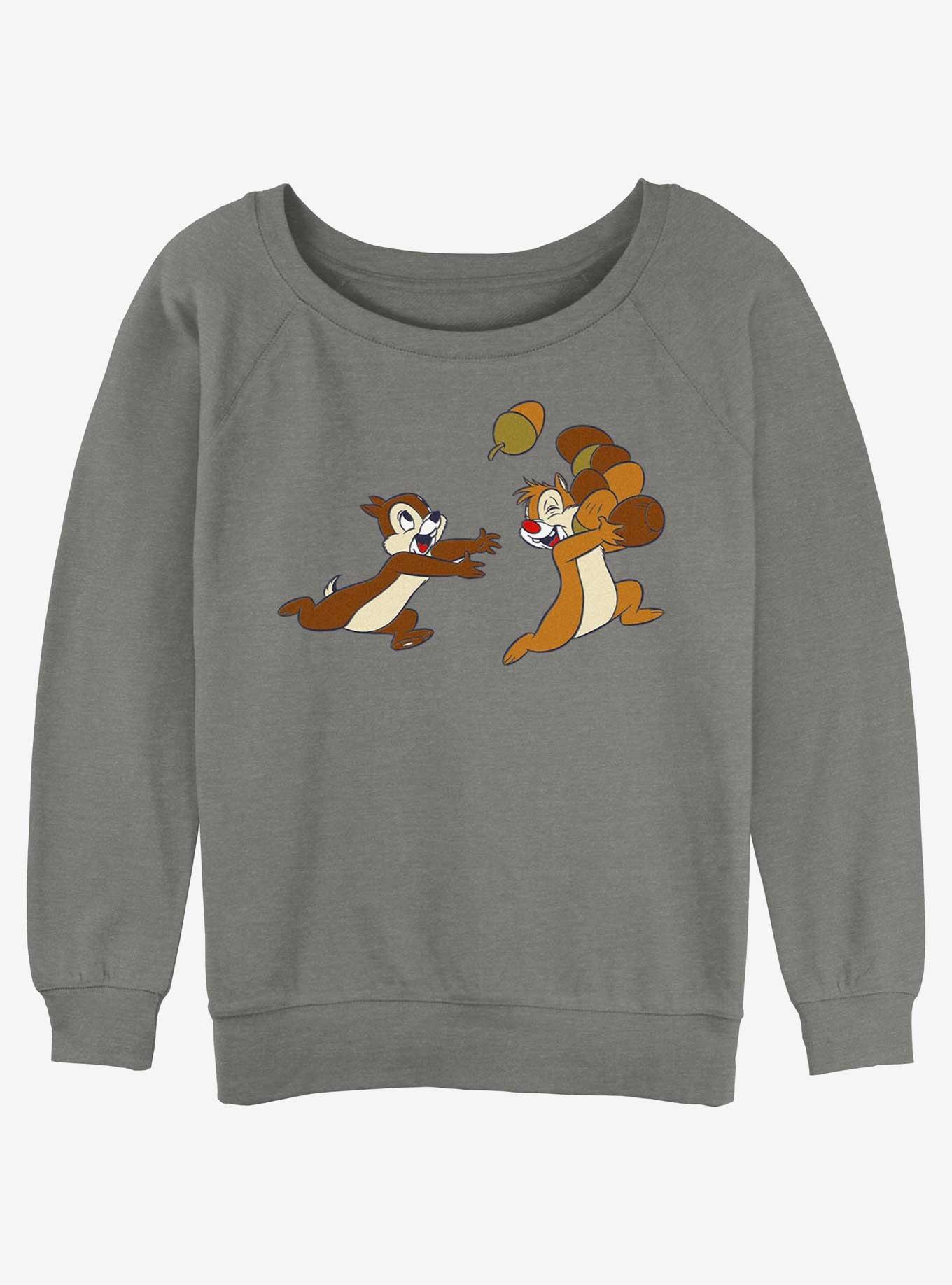 Disney Chip 'n' Dale Acorn Chase Womens Slouchy Sweatshirt, GRAY HTR, hi-res