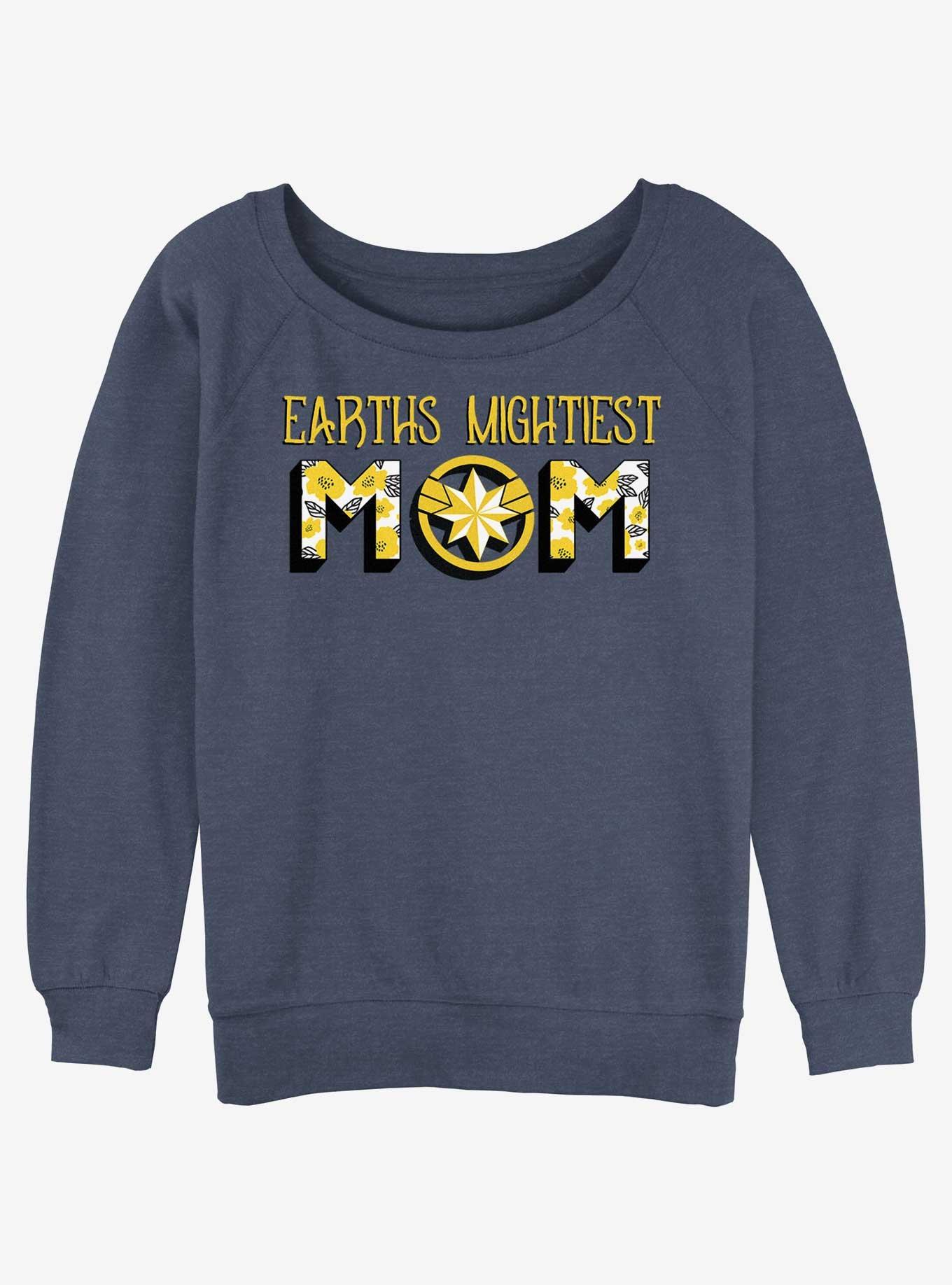 Marvel Captain Marvel Earths Mightiest Mom Womens Slouchy Sweatshirt, BLUEHTR, hi-res
