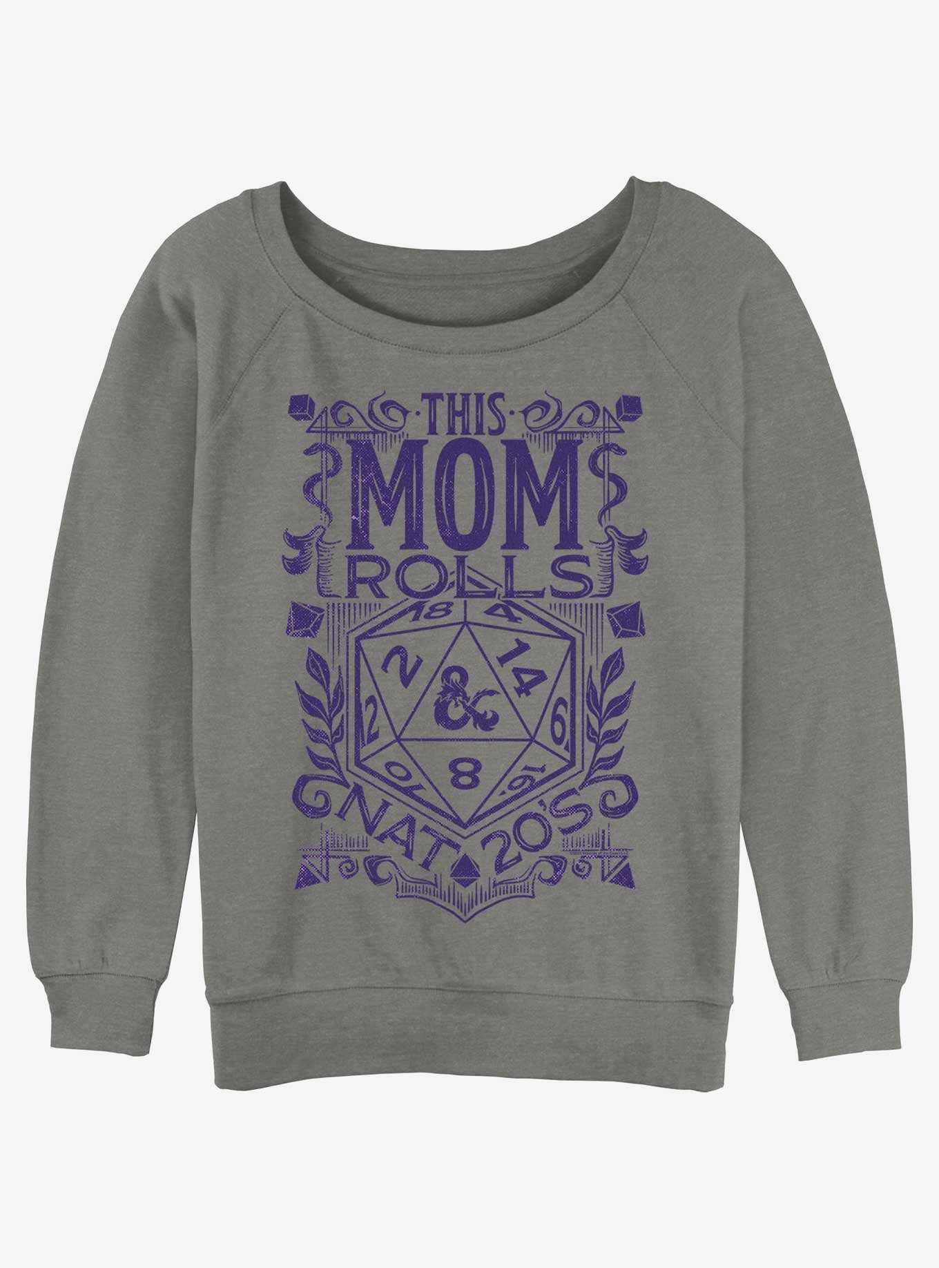Dungeons & Dragons This Mom Rolls Nat 20's Womens Slouchy Sweatshirt, , hi-res