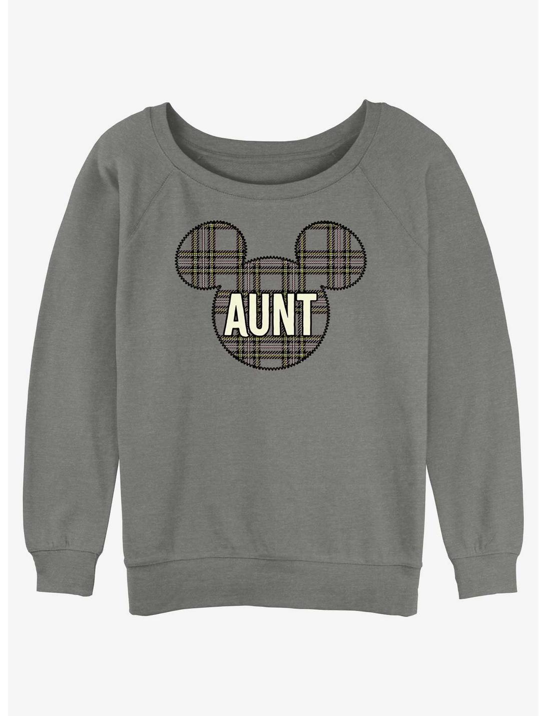 Disney Mickey Mouse Aunt Holiday Patch Ears Womens Slouchy Sweatshirt, GRAY HTR, hi-res