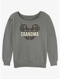 Disney Mickey Mouse Grandma Holiday Patch Ears Womens Slouchy Sweatshirt, GRAY HTR, hi-res