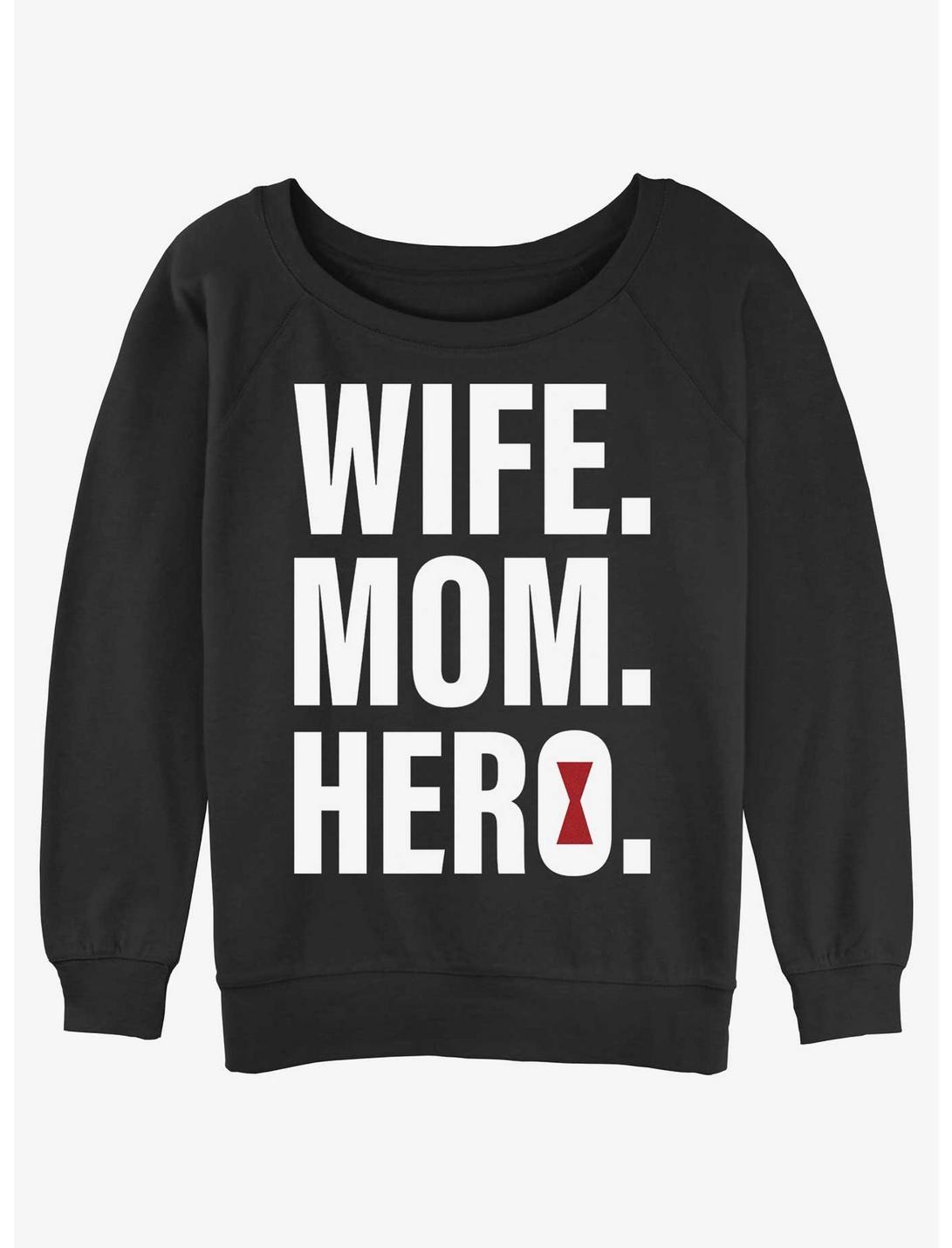 Marvel Black Widow Wife Mom Hero Womens Slouchy Sweatshirt, BLACK, hi-res