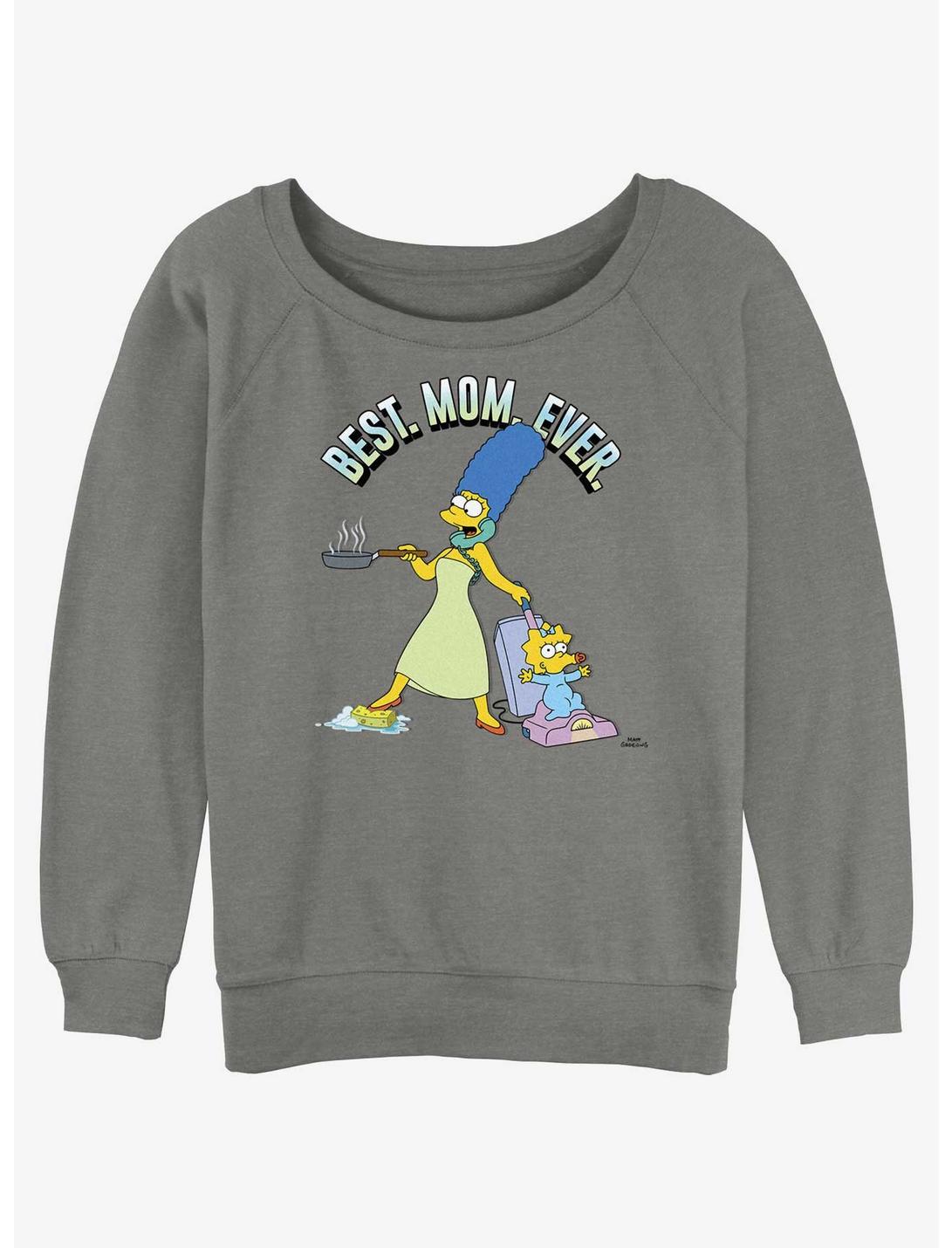 The Simpsons Marge Best Mom Ever Womens Slouchy Sweatshirt, GRAY HTR, hi-res