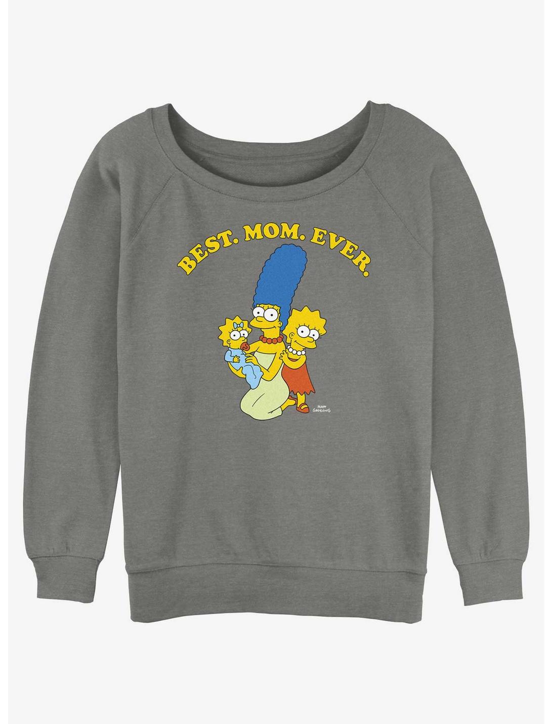 The Simpsons Marge and Kids Best Mom Ever Womens Slouchy Sweatshirt, GRAY HTR, hi-res