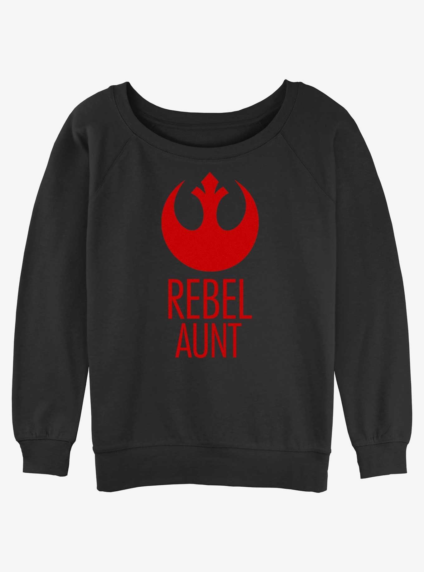 Disney Star Wars Rebel Aunt Womens Slouchy Sweatshirt, BLACK, hi-res
