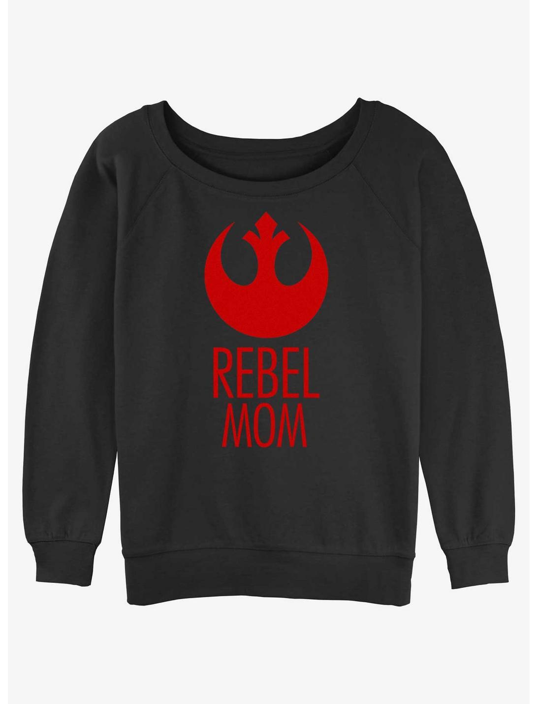 Disney Star Wars Rebel Mom Womens Slouchy Sweatshirt, BLACK, hi-res