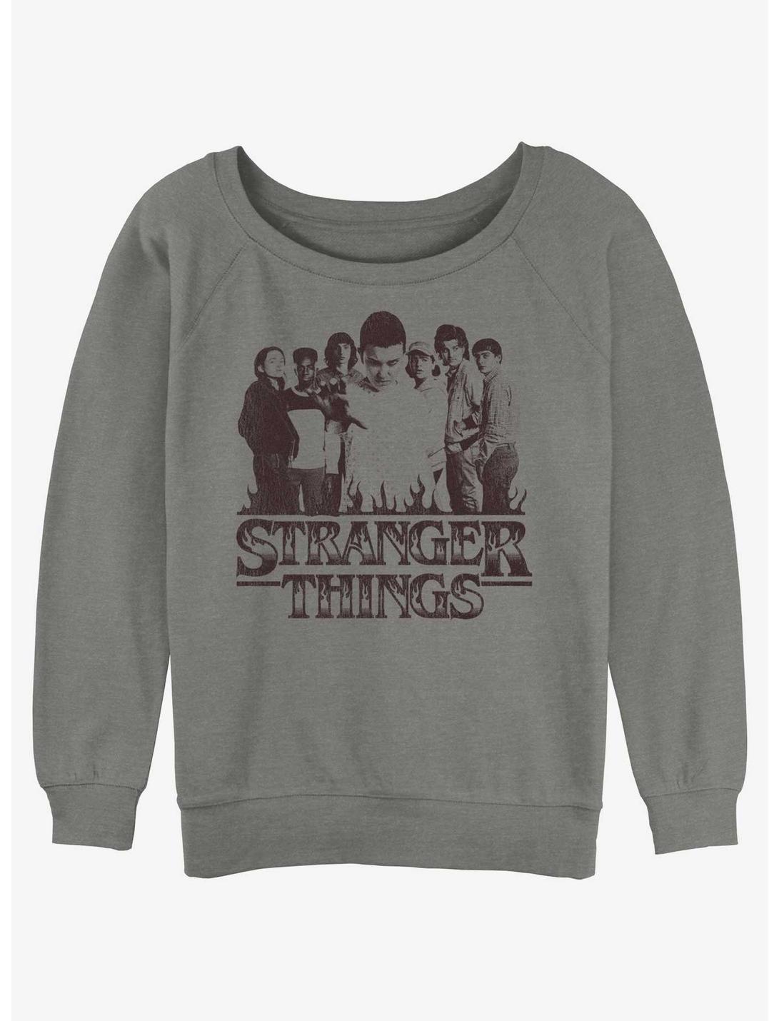 Stranger Things Group Focus Womens Slouchy Sweatshirt, GRAY HTR, hi-res