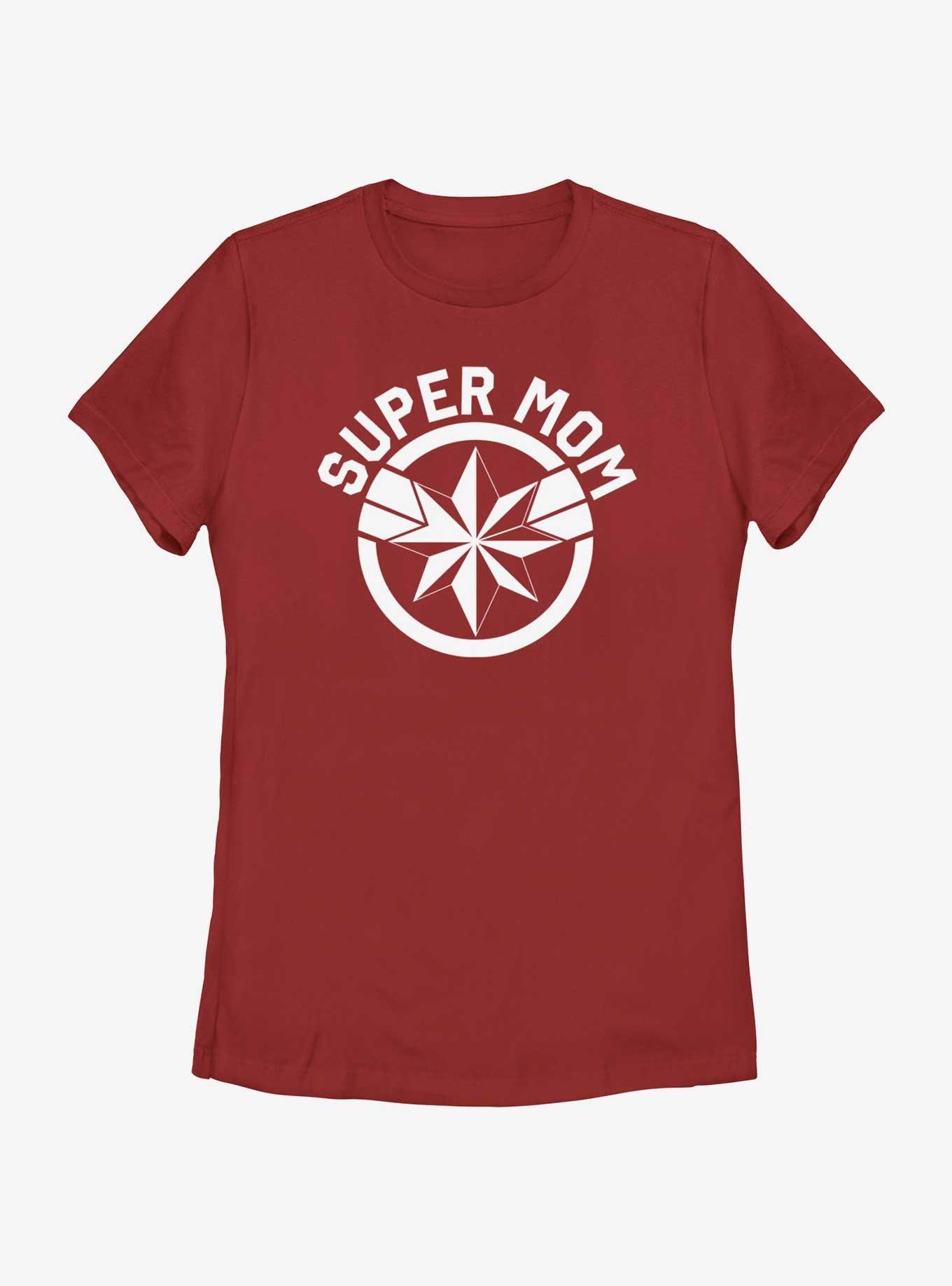 Marvel Avengers Super Mom Captain Marvel Logo Womens T-Shirt, RED, hi-res