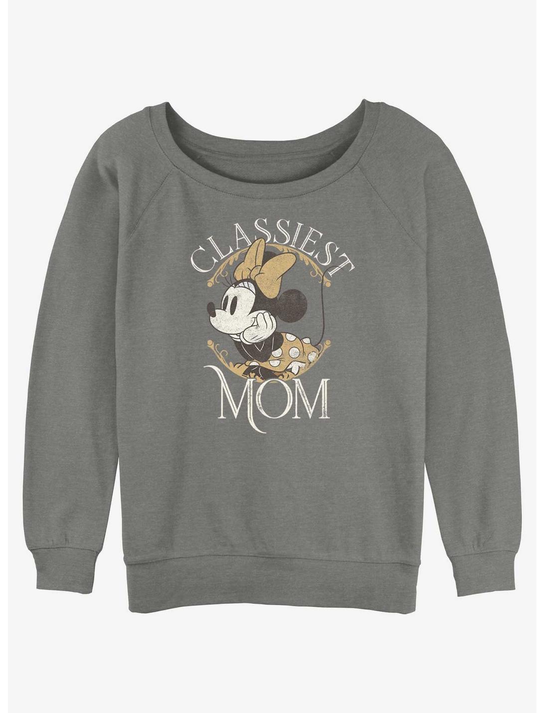 Disney Minnie Mouse Classiest Mom Womens Slouchy Sweatshirt, GRAY HTR, hi-res