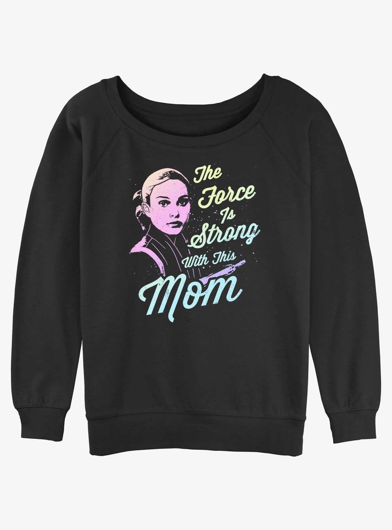 Disney Star Wars Padme Strong Force Mom Womens Slouchy Sweatshirt, BLACK, hi-res