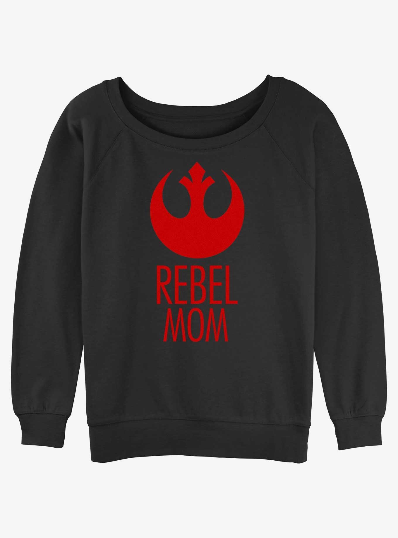 Disney Star Wars Rebel Mom Womens Slouchy Sweatshirt, BLACK, hi-res