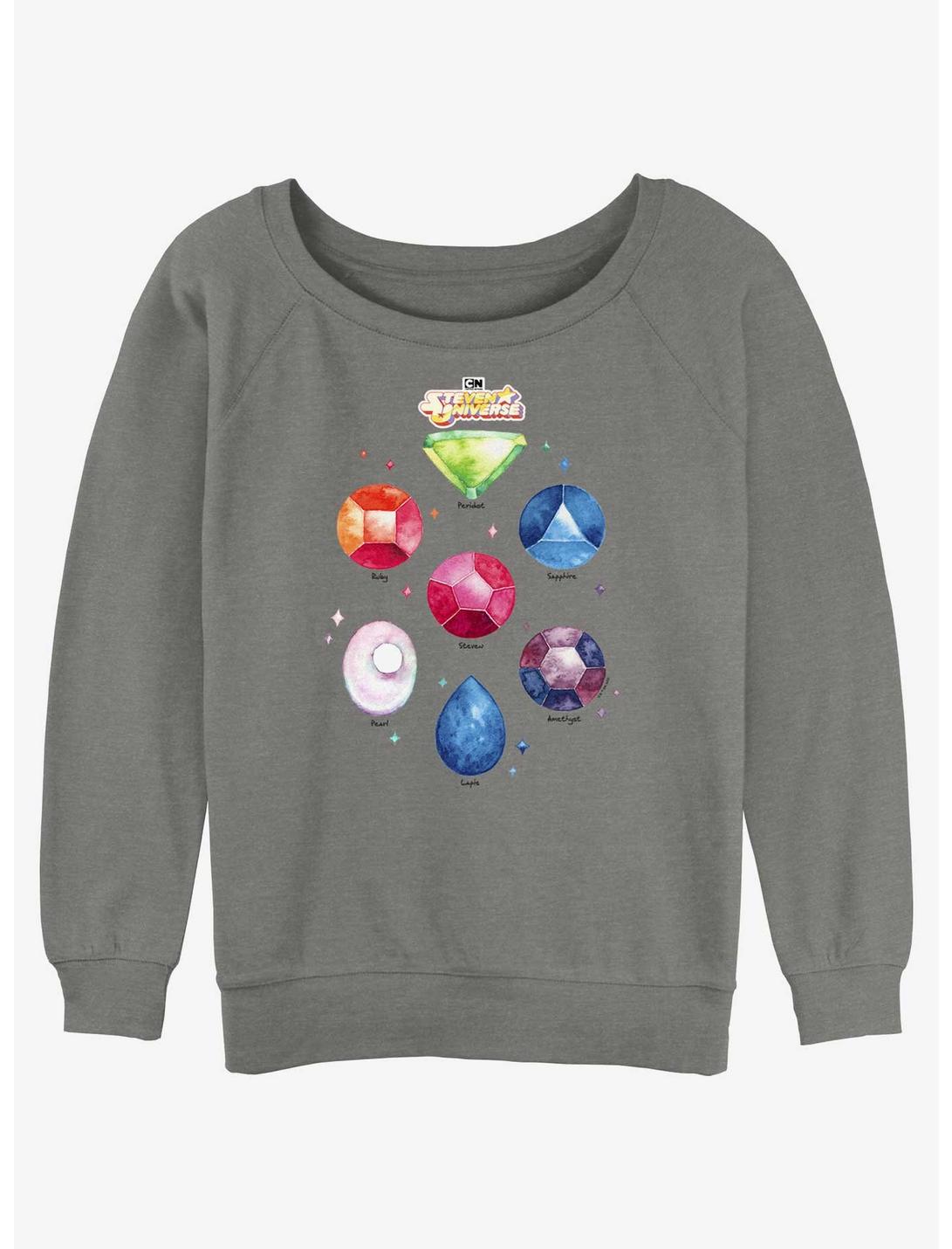 Steven Universe Watercolor Gemstones Womens Slouchy Sweatshirt, GRAY HTR, hi-res