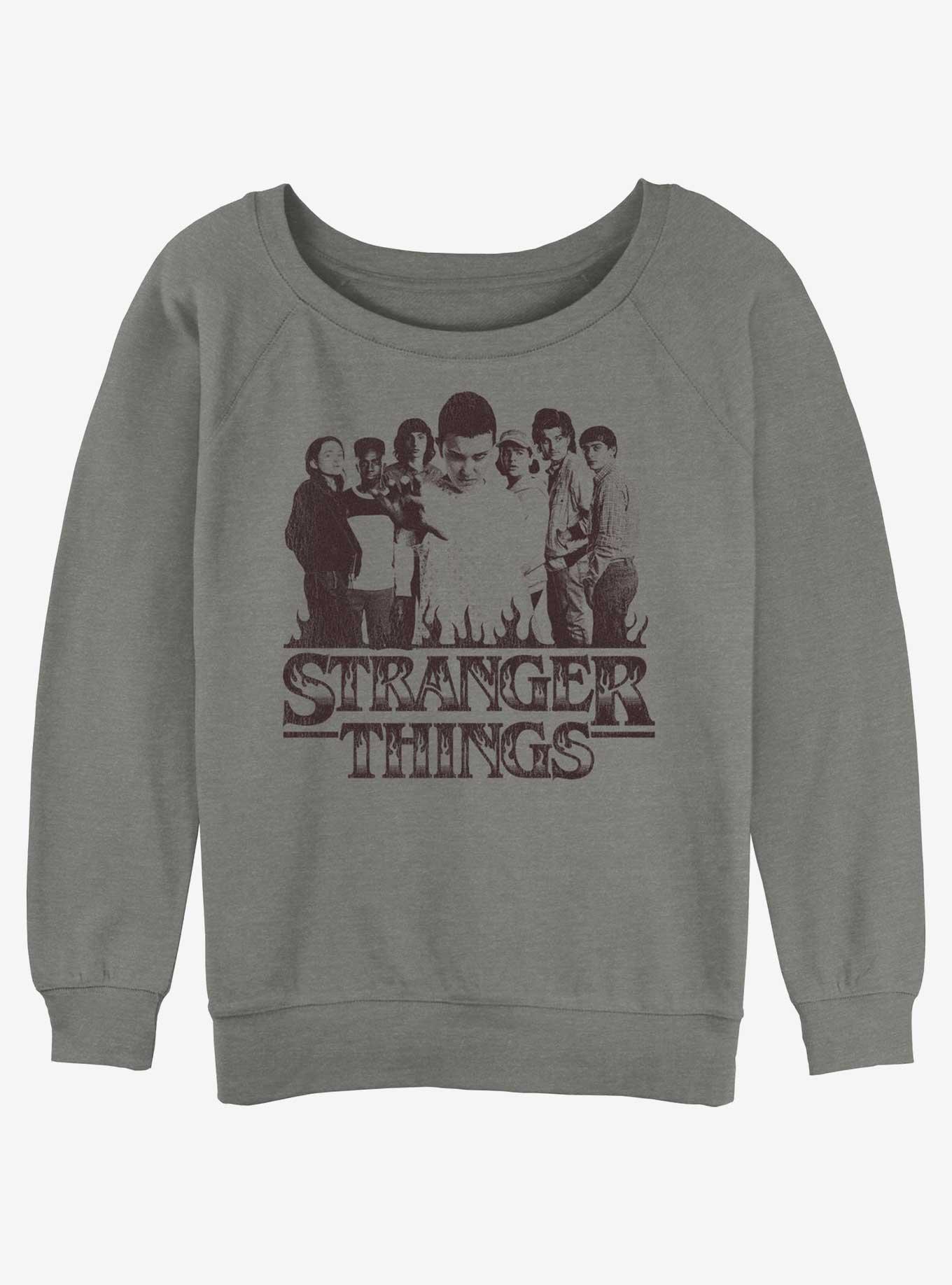 Stranger Things Group Focus Womens Slouchy Sweatshirt, GRAY HTR, hi-res