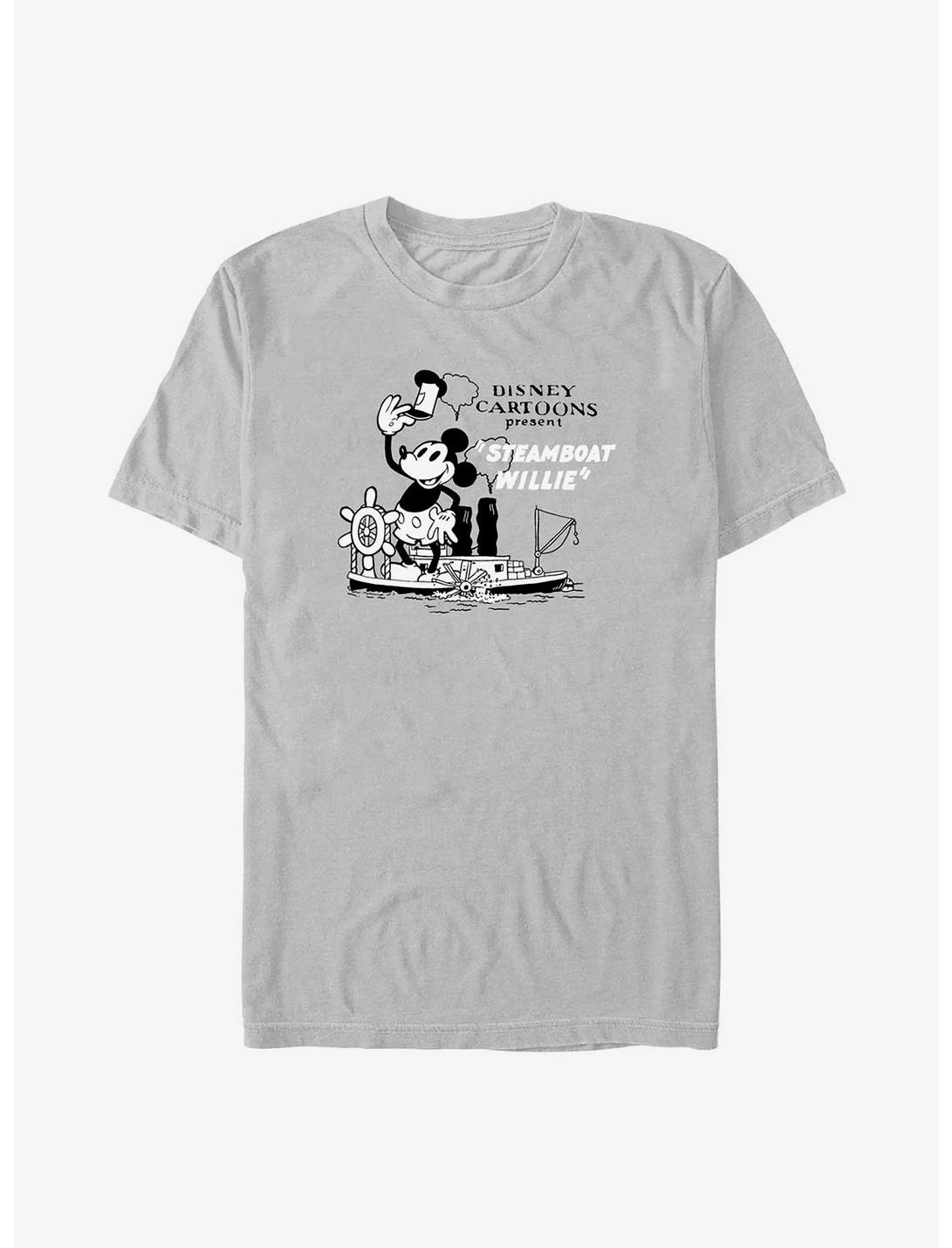 Disney100 Mickey Mouse Steamboat Willie Cartoon T-Shirt, SILVER, hi-res