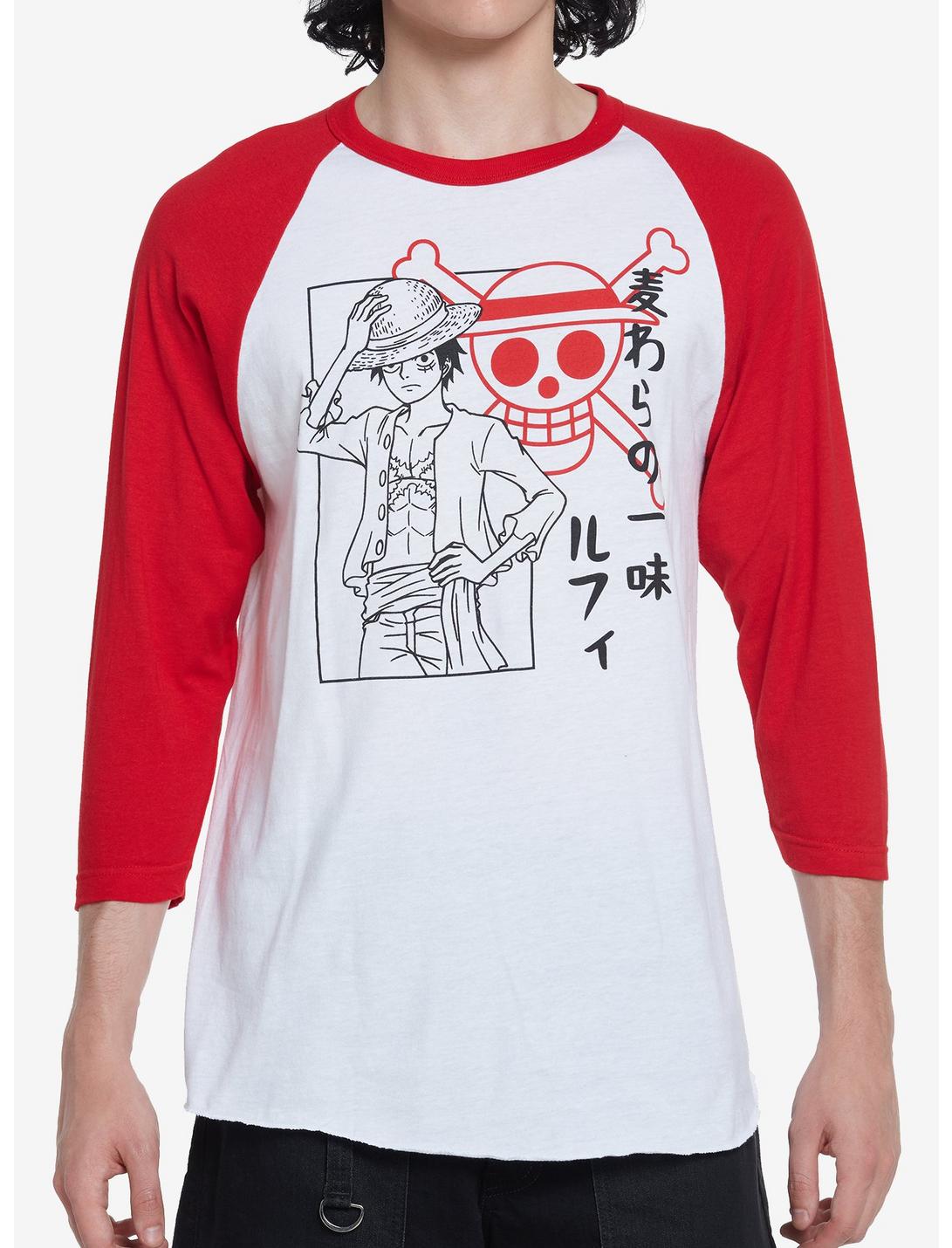 One Piece Luffy Red Jolly Roger Raglan T-Shirt, MULTI, hi-res