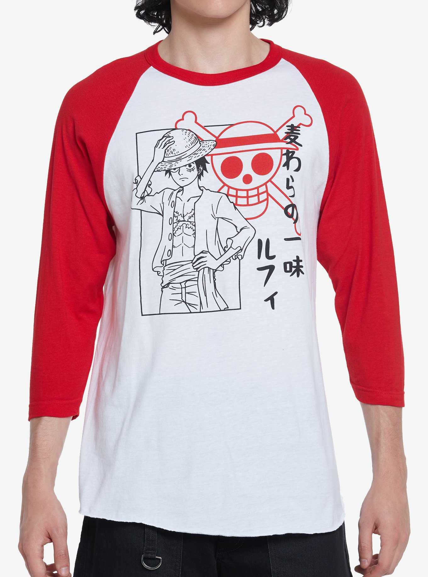 One Piece Luffy Red Jolly Roger Raglan T-Shirt, , hi-res