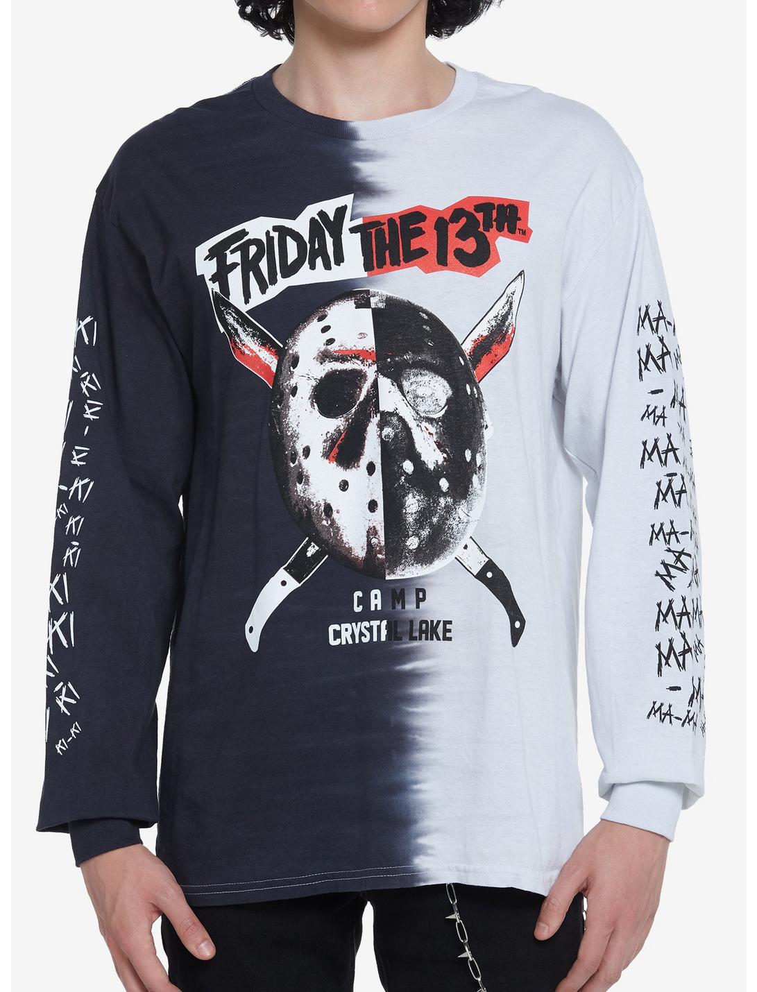 Friday The 13th Black & White Split Long-Sleeve T-Shirt, MULTI, hi-res