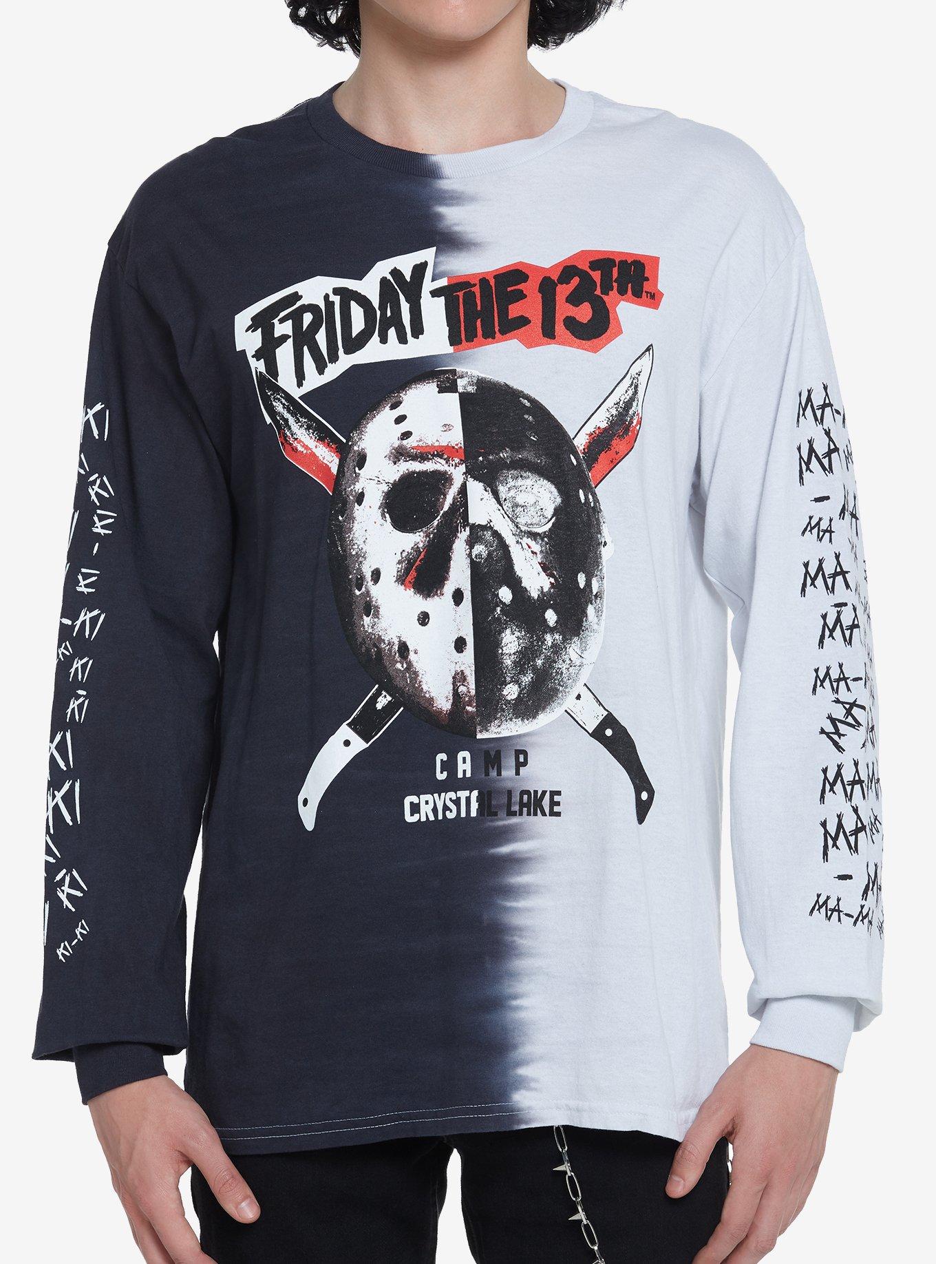 Friday The 13th Black & White Split Long-Sleeve T-Shirt, MULTI, hi-res