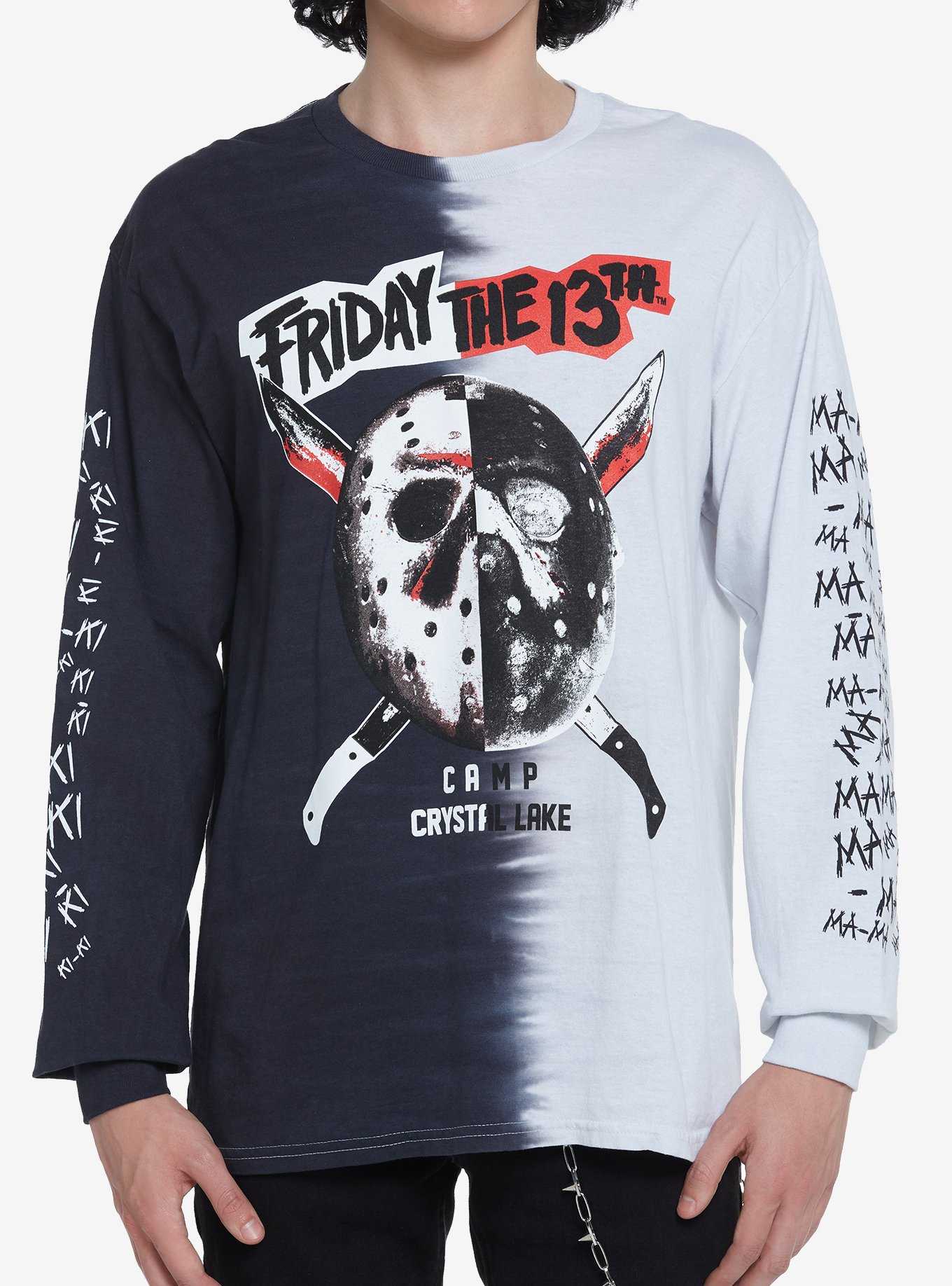 Friday The 13th Black & White Split Long-Sleeve T-Shirt, , hi-res