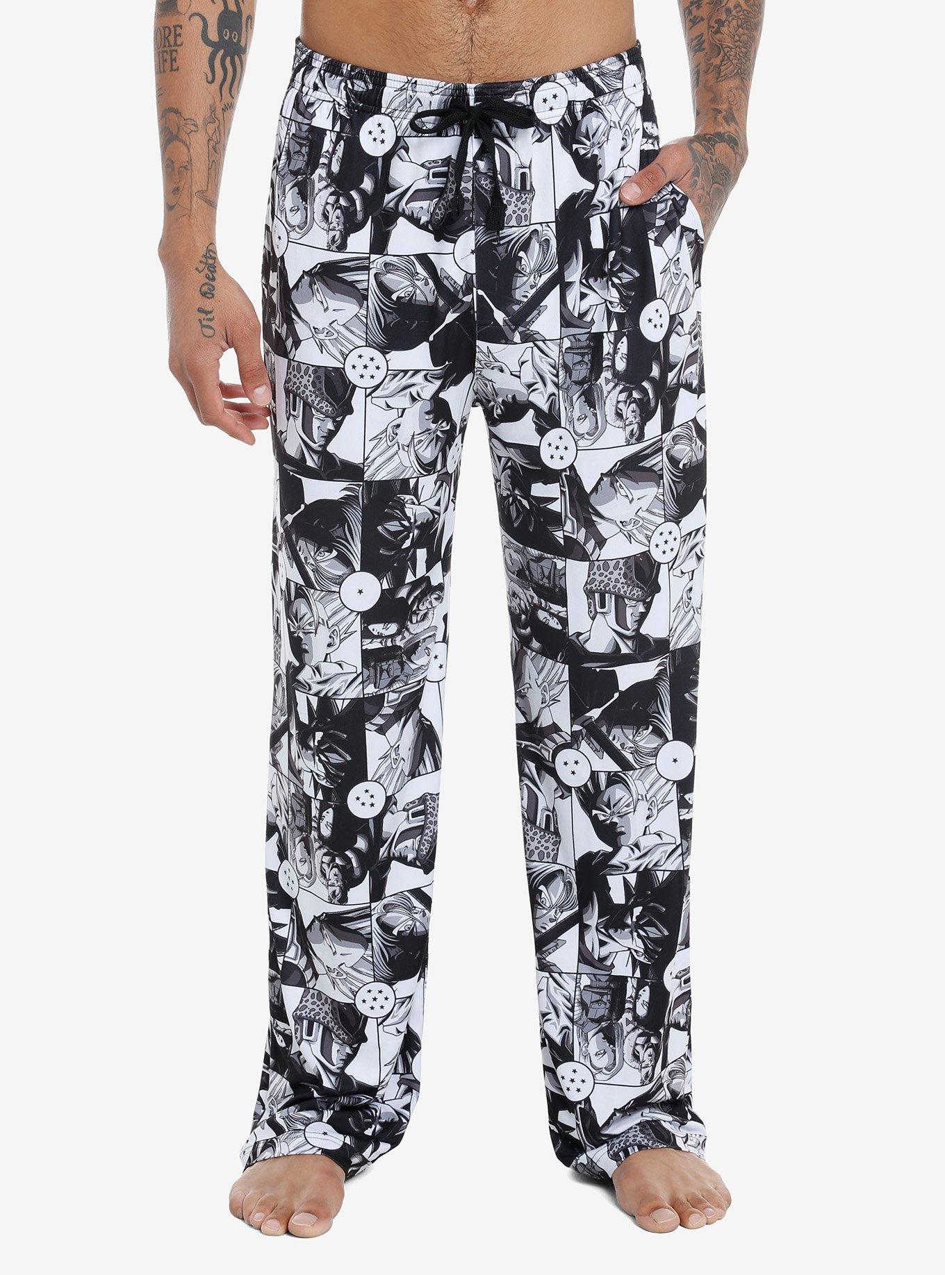 Dragon Ball Z Black White Panel Pajama Pants Hot Topic