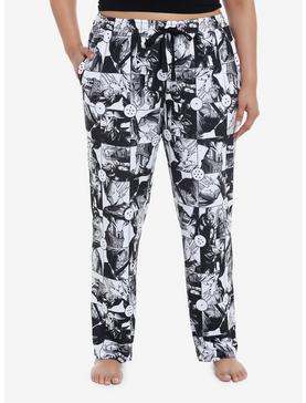 Dragon Ball Z Black & White Panel Pajama Pants Plus Size, , hi-res