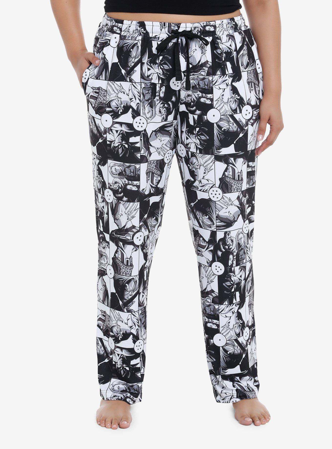 Dragon Ball Z Black & White Panel Pajama Pants Plus Size | Hot Topic