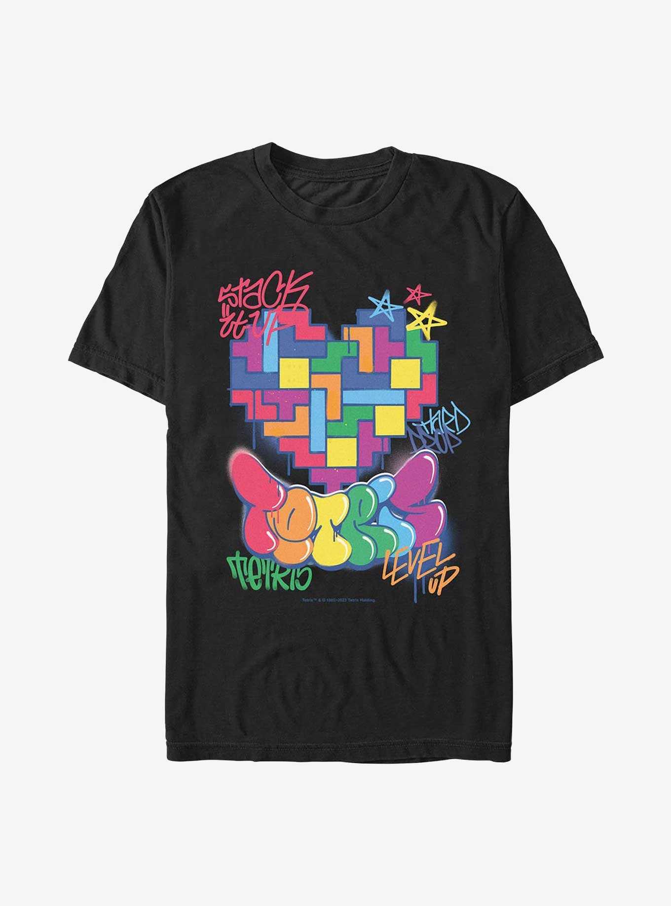 Tetris Graffiti Stacked Heart T-Shirt, , hi-res