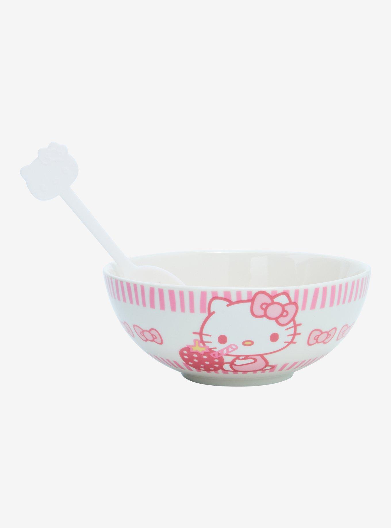 Hello Kitty Strawberry Cereal Bowl With Color-Changing Spoon, , hi-res