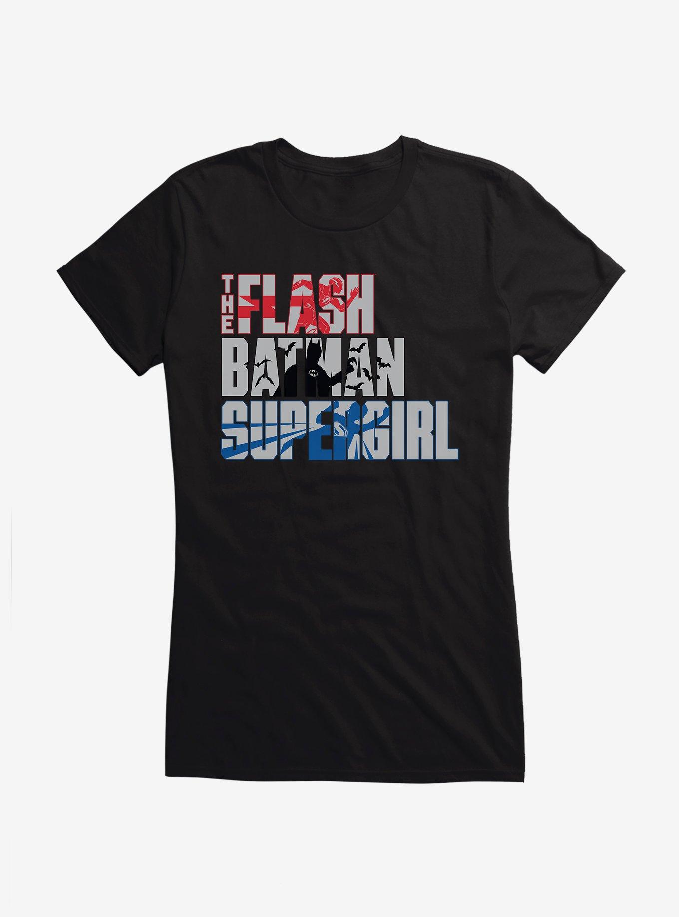 The Flash Batman Supergirl Girls T-Shirt, BLACK, hi-res