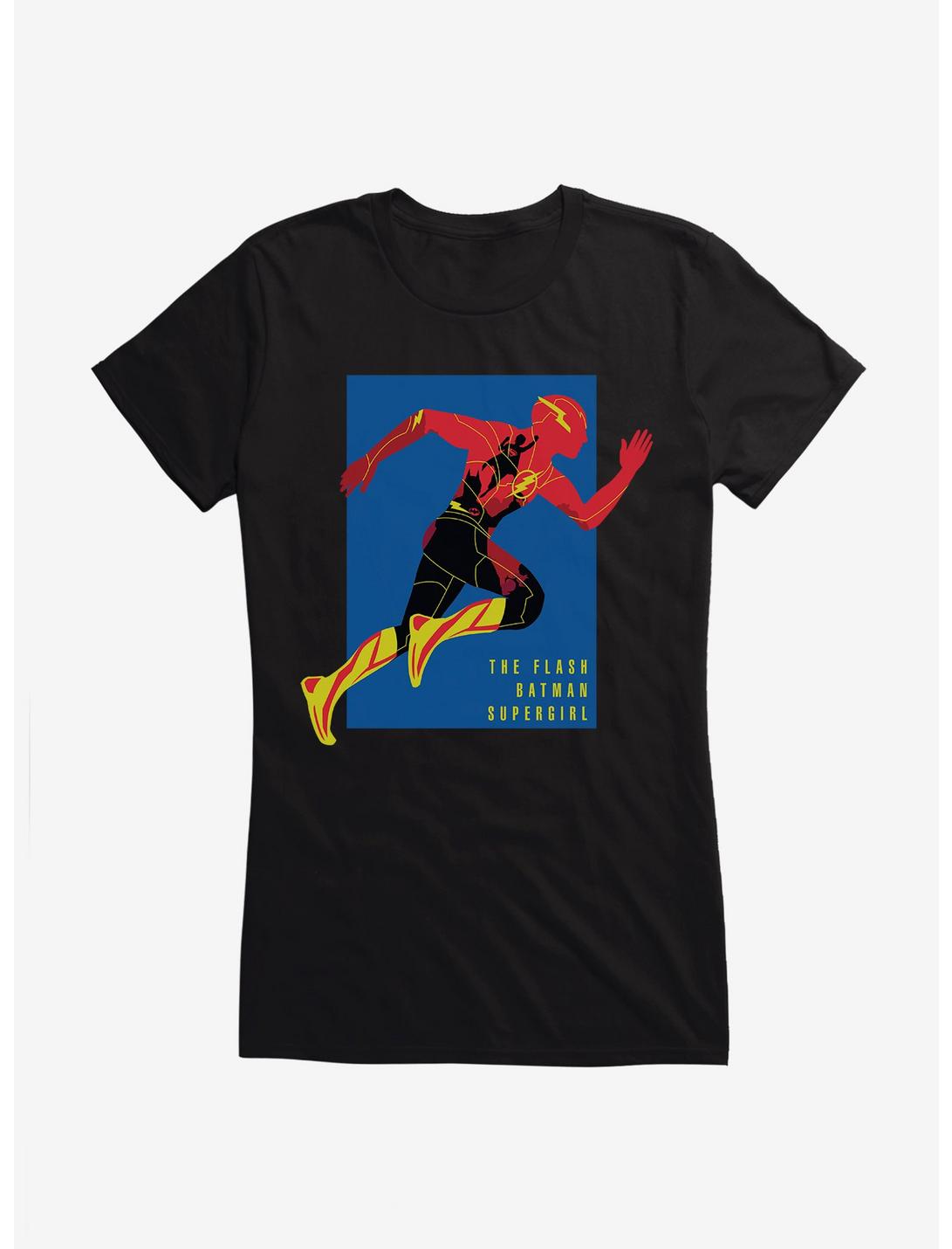The Flash Batman Supergirl Team Up Girls T-Shirt, BLACK, hi-res