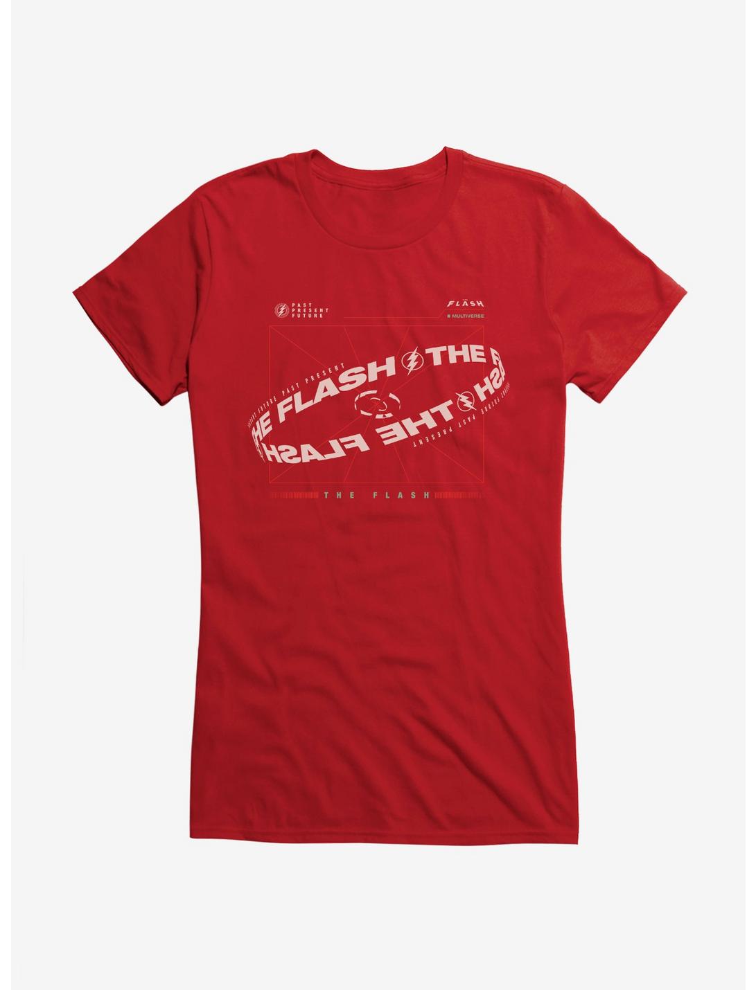 The Flash Past Present Future Scroll Girls T-Shirt, RED, hi-res