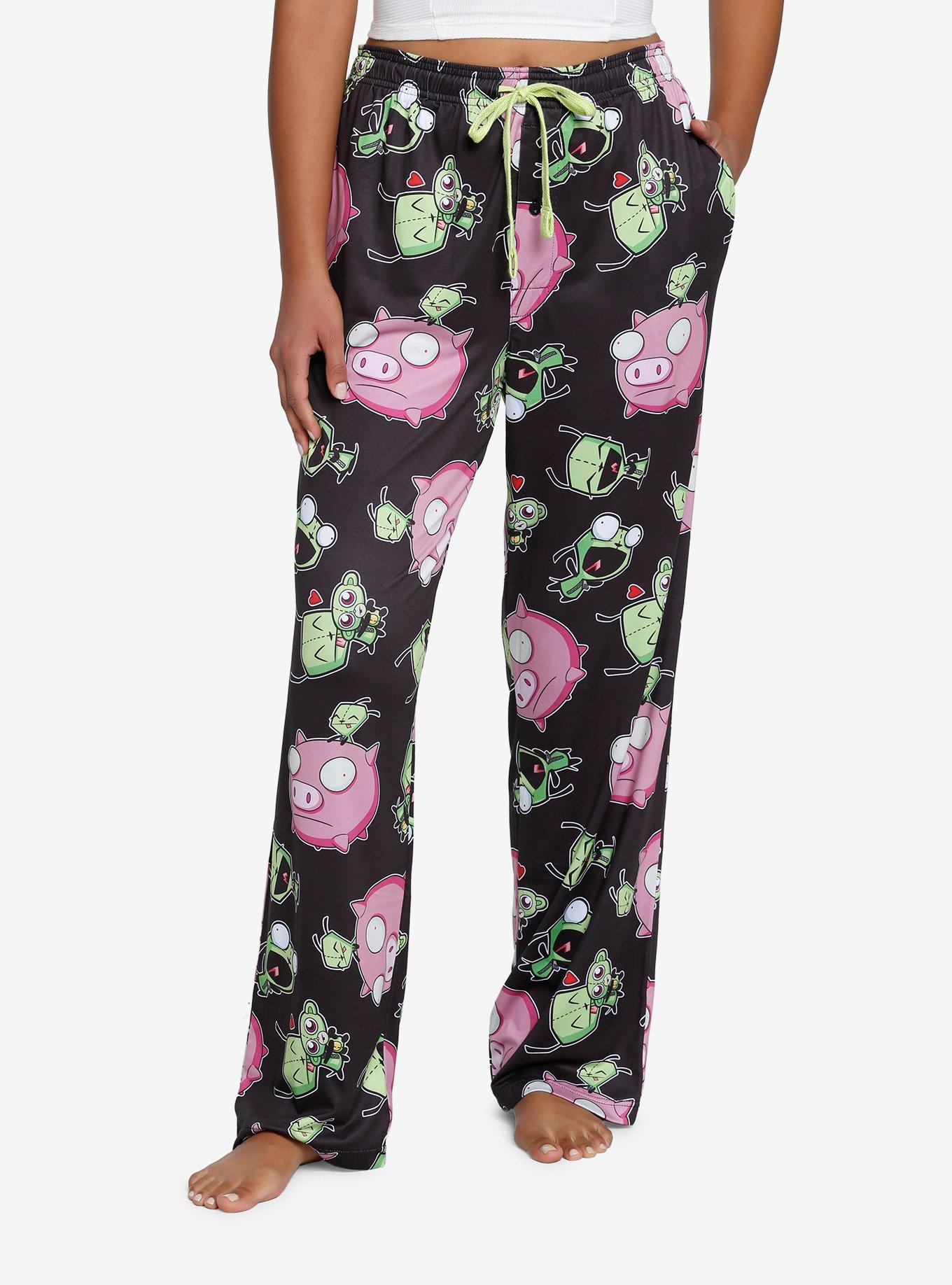 Cute Bee and Flower Purple Women's Pajama Pants Long Pajama