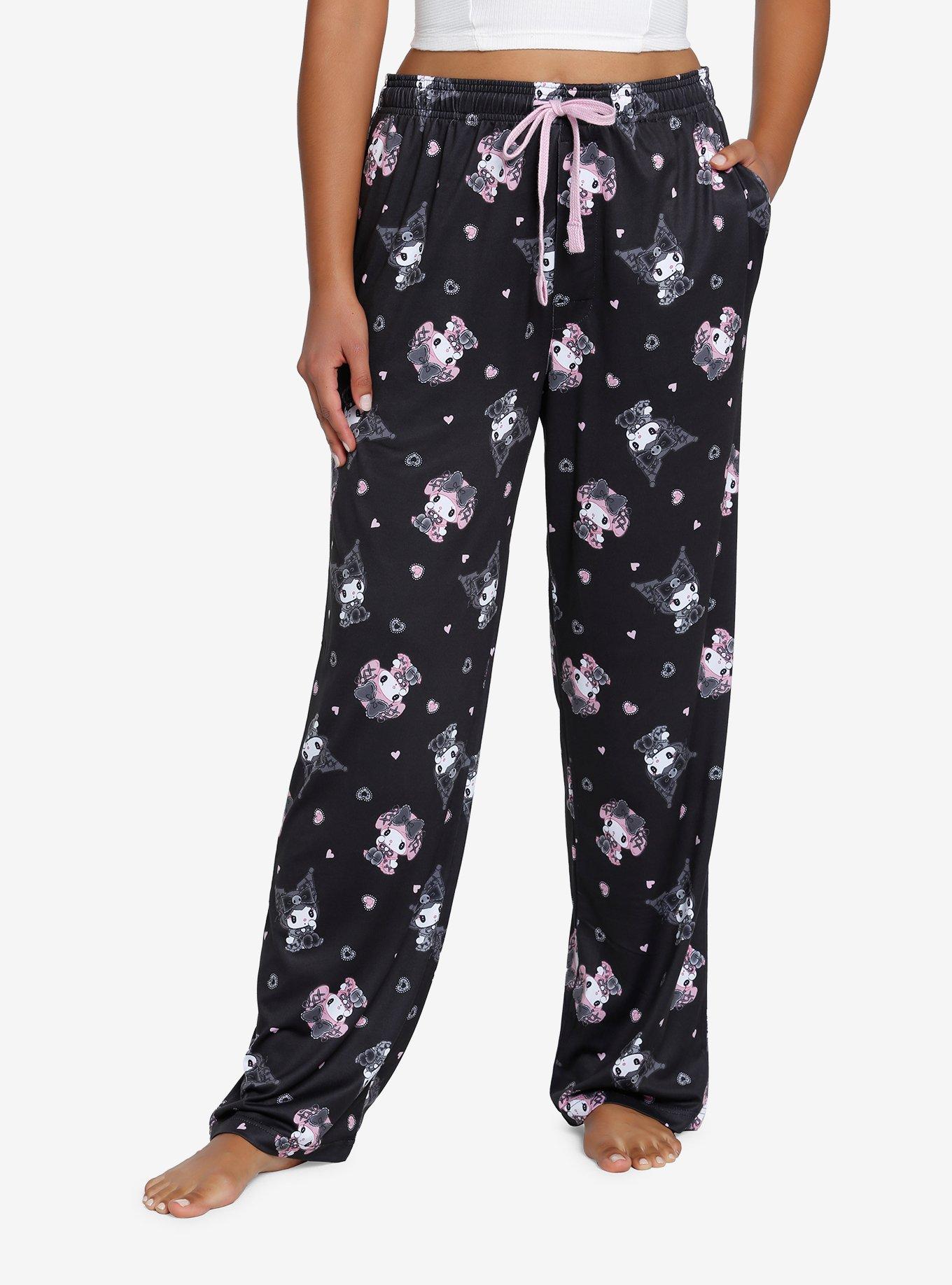 Women's Pajama Pants Funny Skulls Red Heart Black Women Pjs