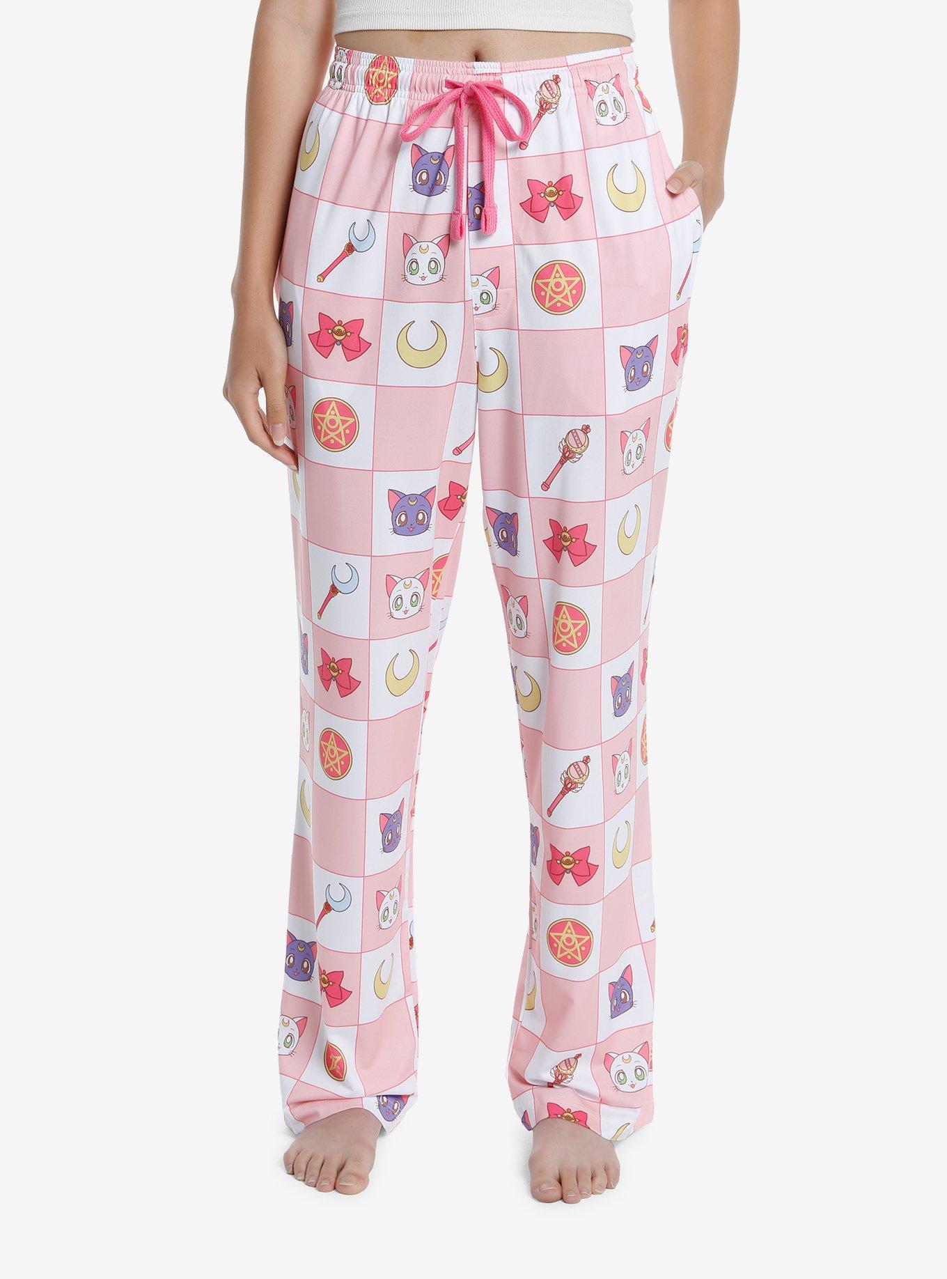 Sailor Moon Icons Grid Pajama Pants, PINK, hi-res