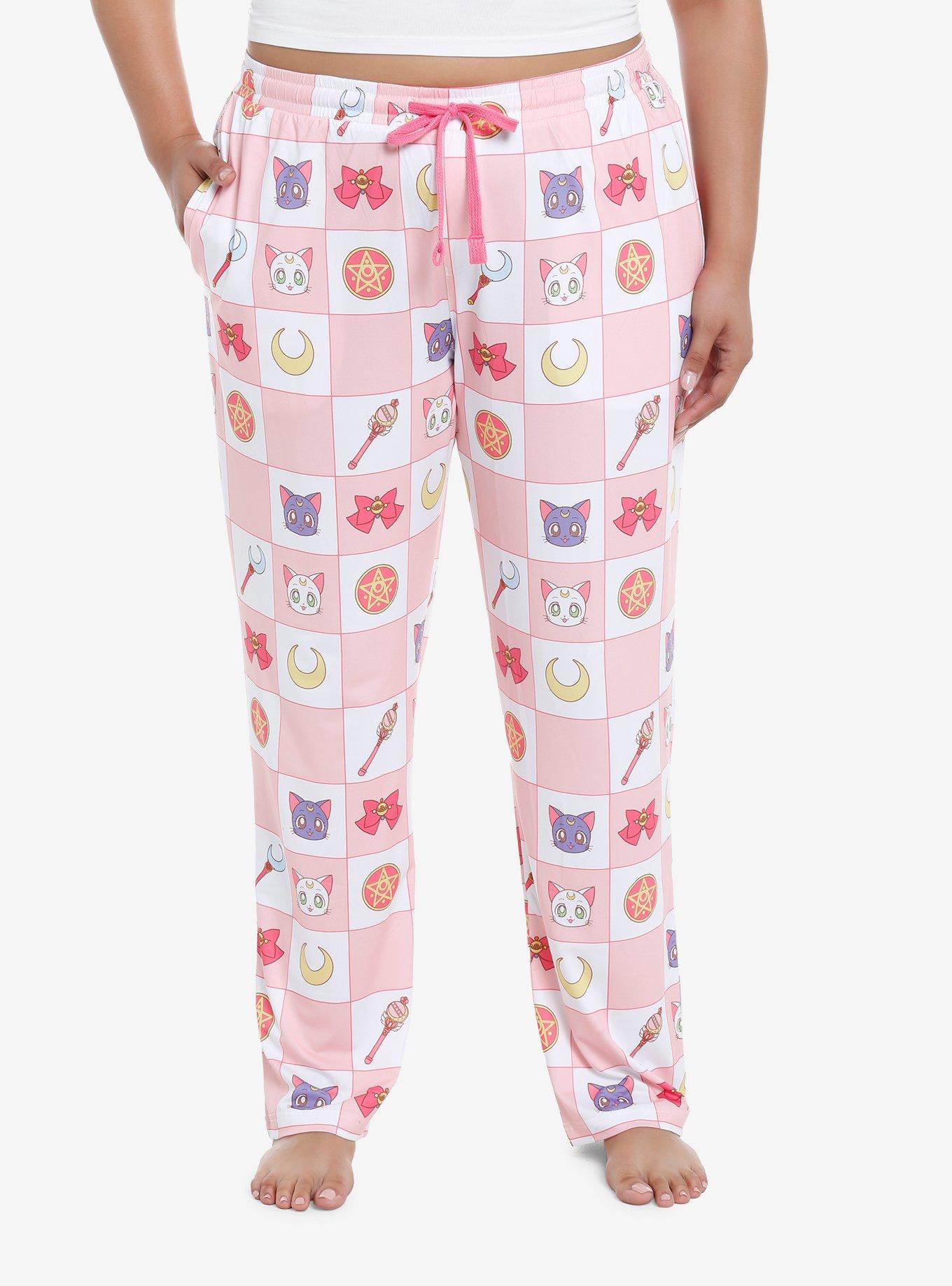 Pretty Guardian Sailor Moon Icons Grid Girls Pajama Pants Plus Size, PINK, hi-res