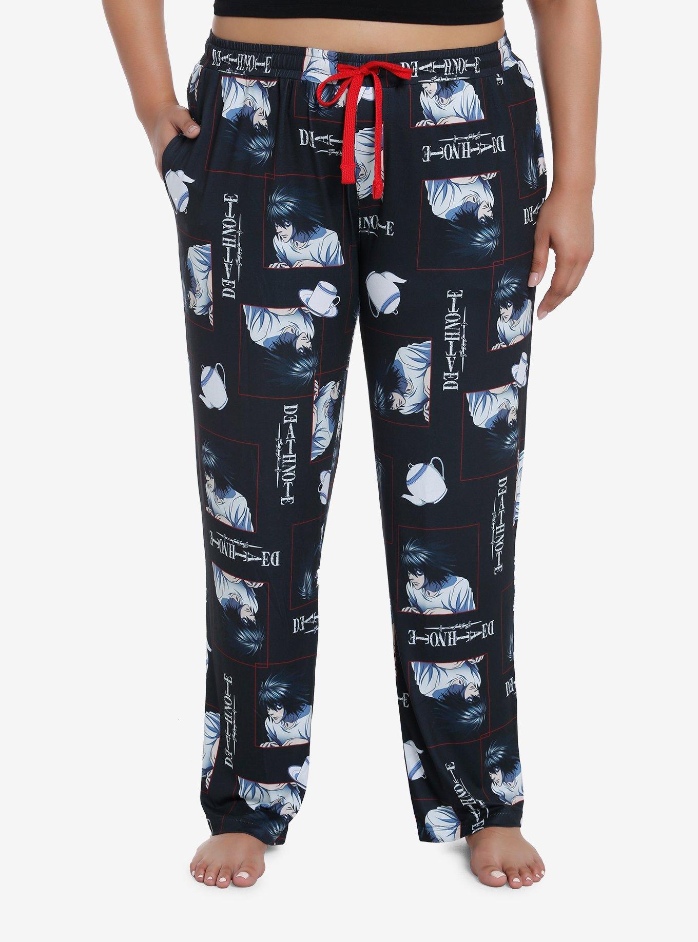 Death Note L Pajama Pants Plus Size, BLACK, hi-res