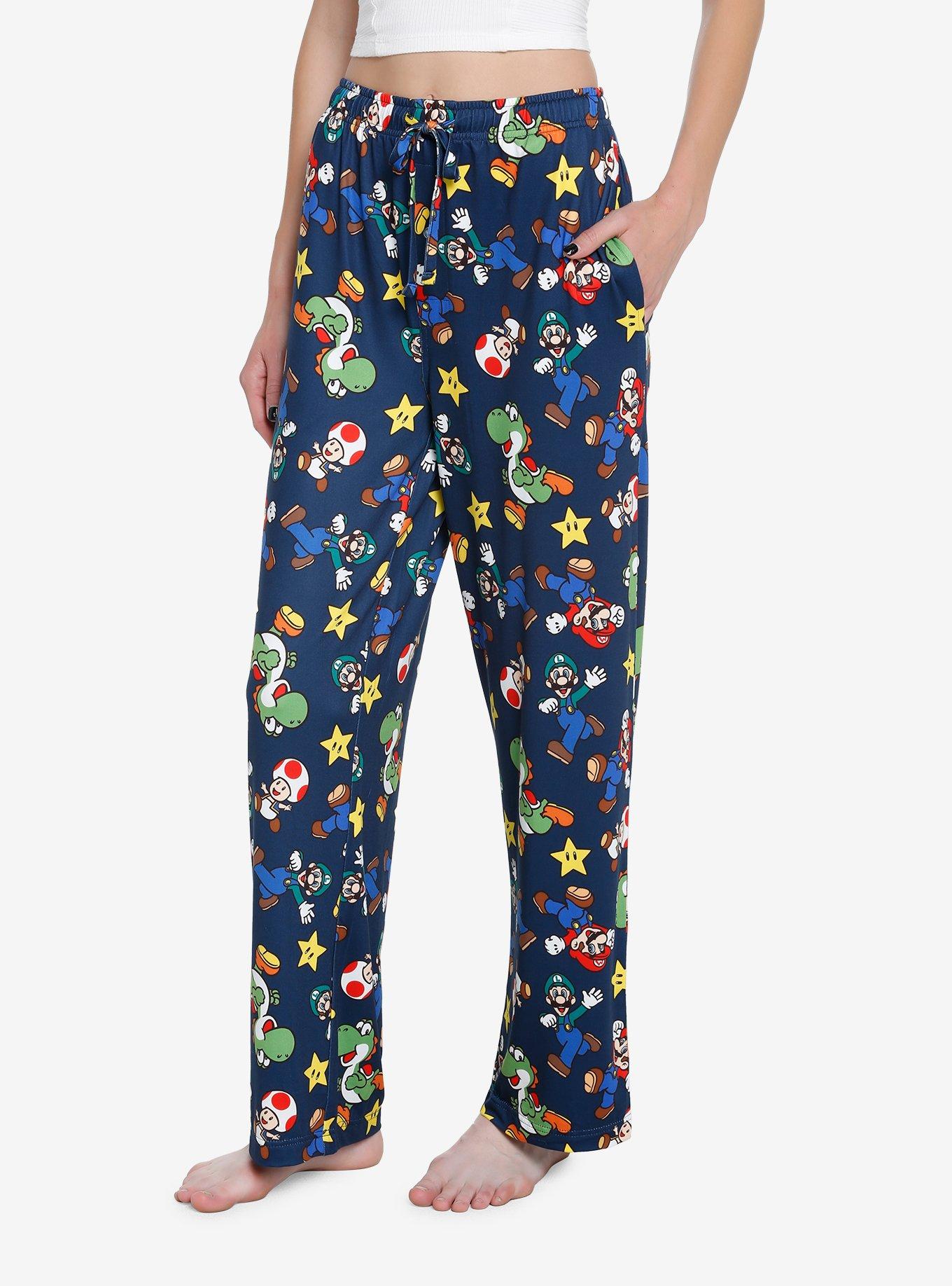 Adult Super Mario Heads and Logo Sleep Pants