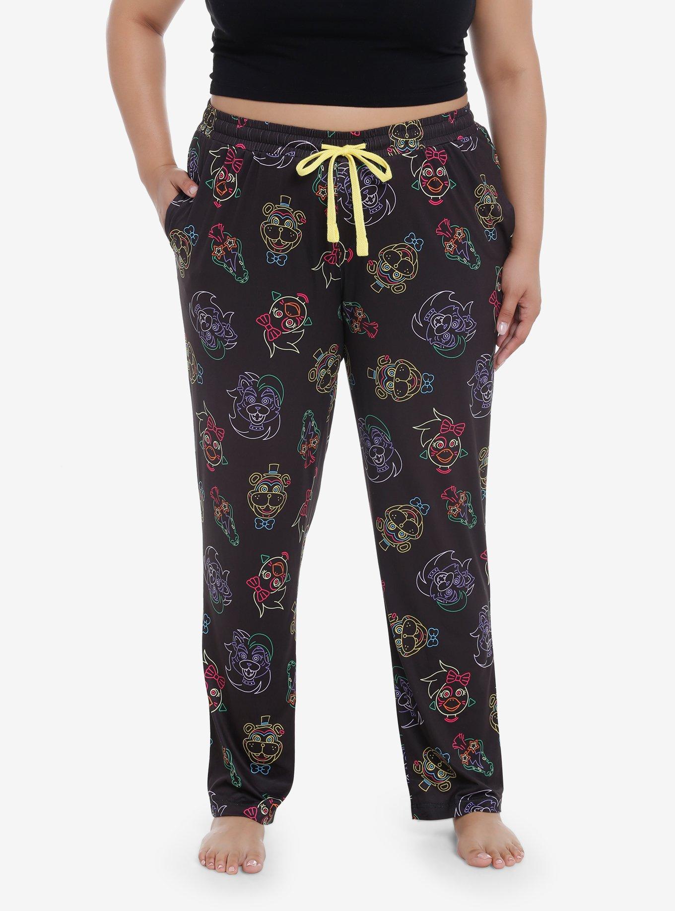 Five Nights At Freddy's Neon Characters Girls Pajama Pants Plus Size, BLACK, hi-res