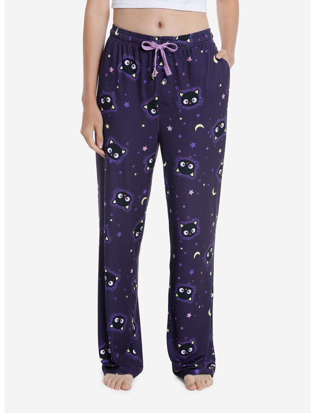 Chococat Stars & Moons Pajama Pants, BLACK, hi-res