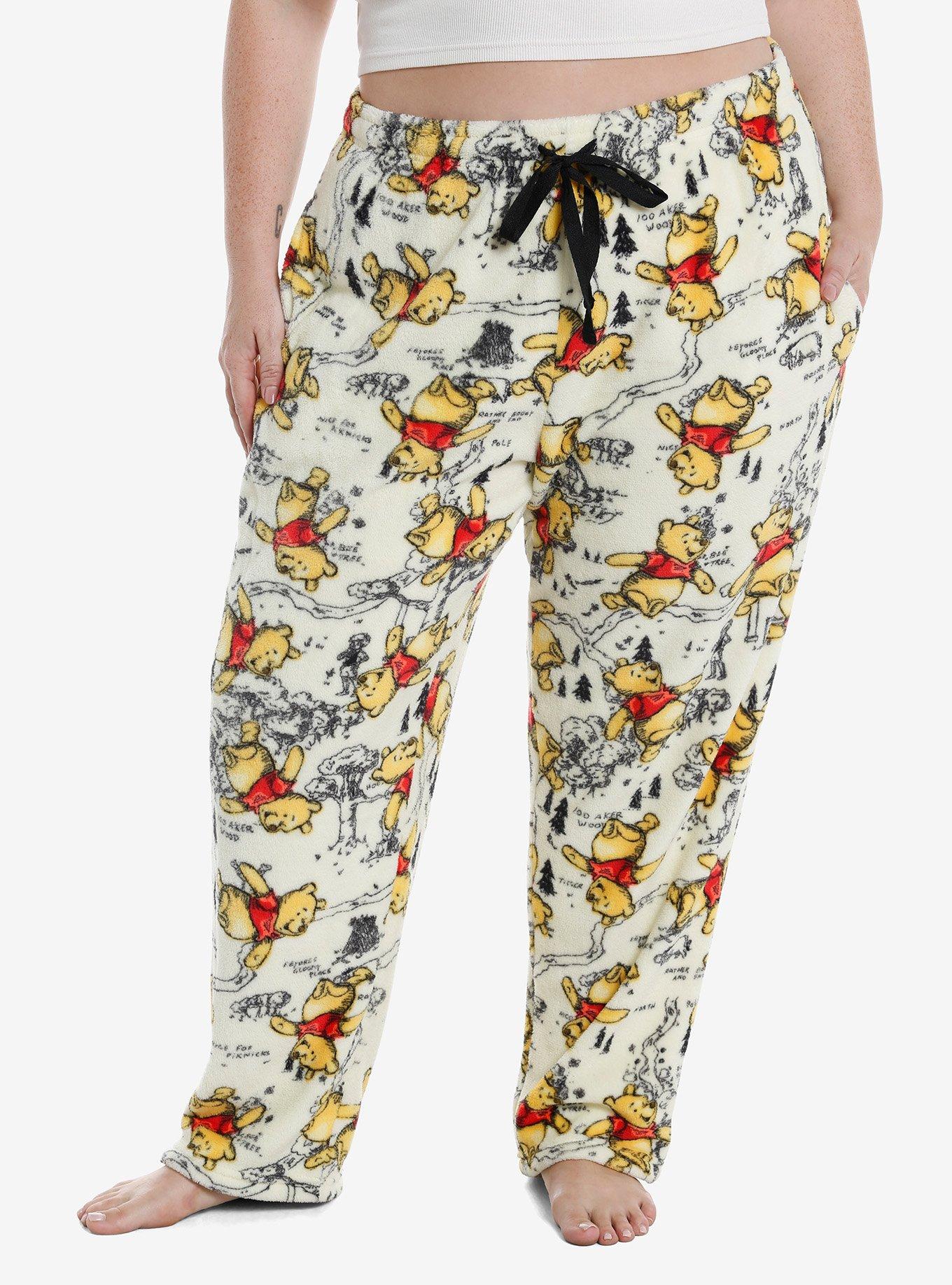 Disney Winnie The Pooh Hundred Acre Wood Map Girls Pajama Pants Plus Size