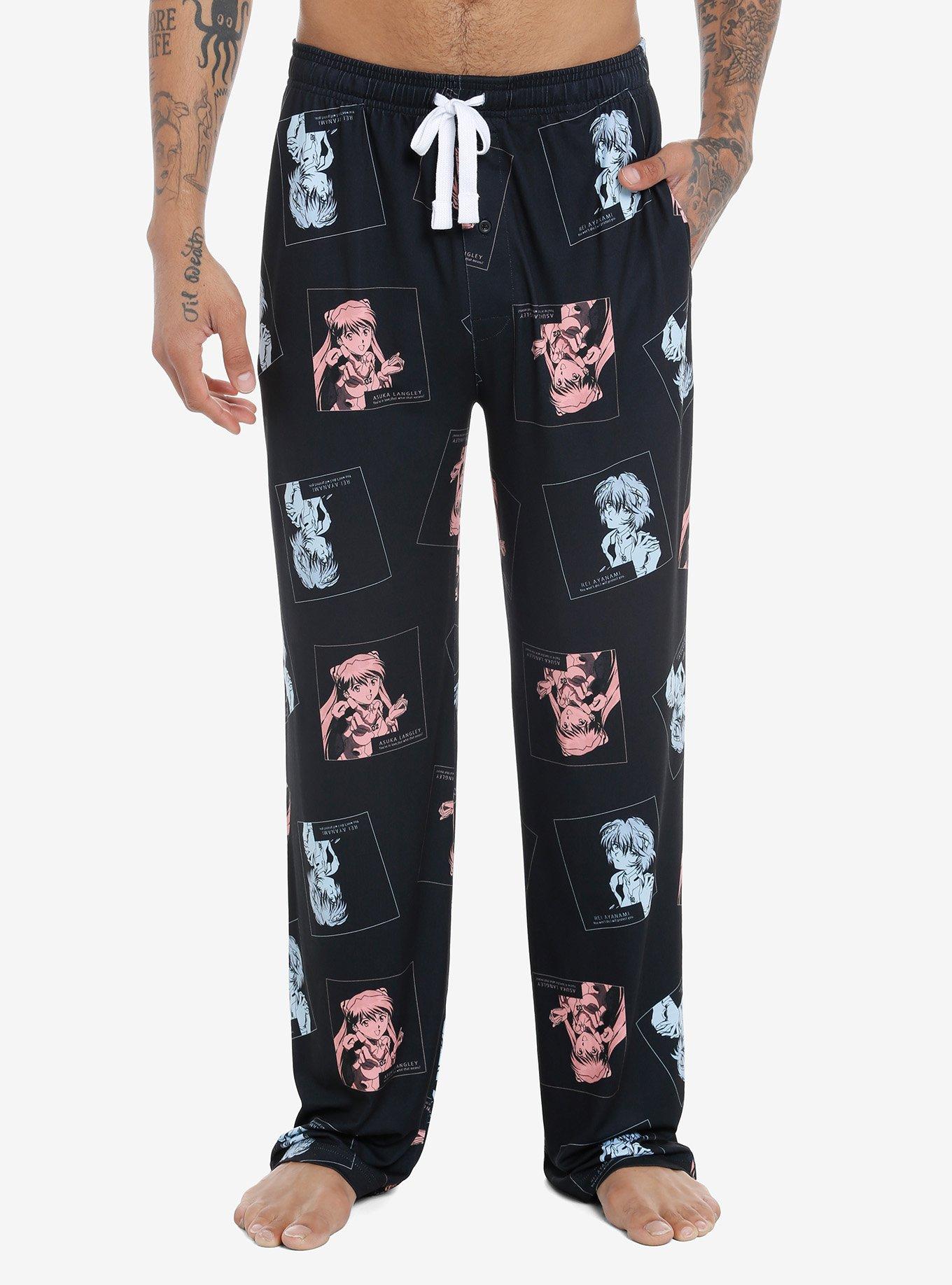 Neon Genesis Evangelion Rei & Asuka Pajama Pants, BLACK, hi-res