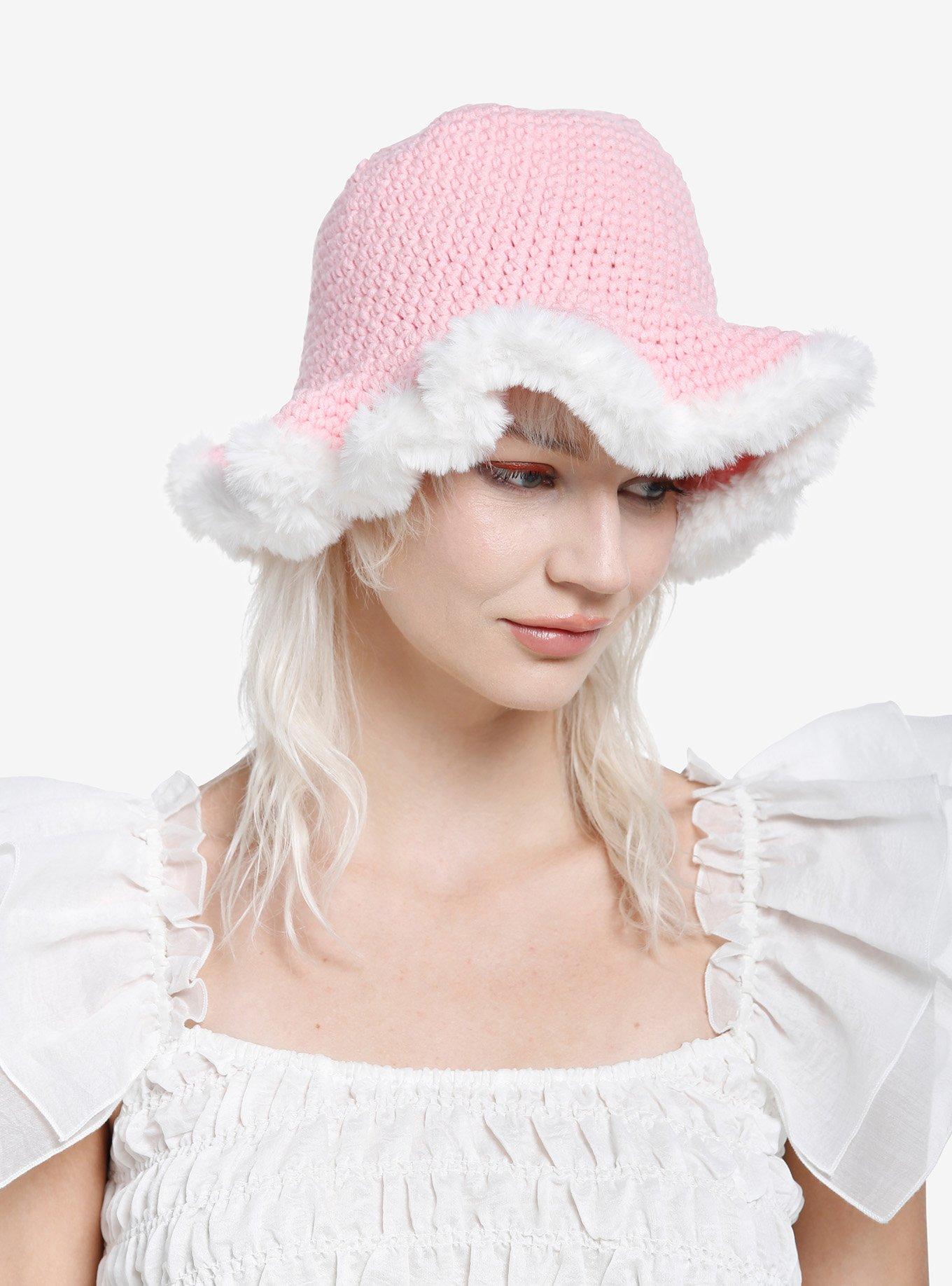 Swirl Candy Bucket Hat White & Pink SmoothIrie Crochet Striped Travel Beach NWT Strawberry Stripe Bucket Hat - Pastel Pink and White Striped  main image 2