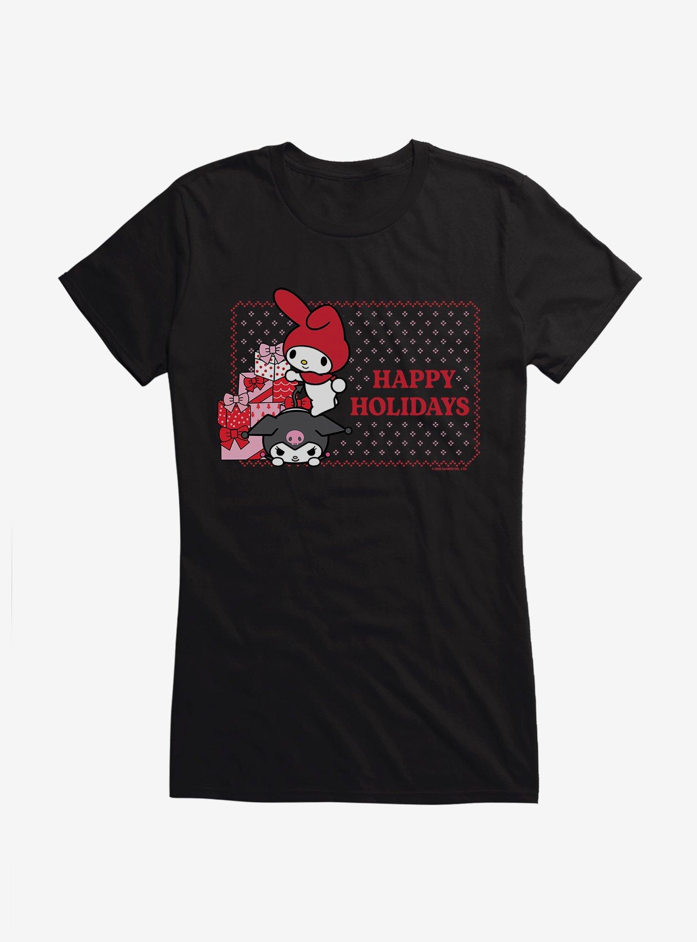 My Melody & Kuromi Holiday Presents Girls T-Shirt, BLACK, hi-res