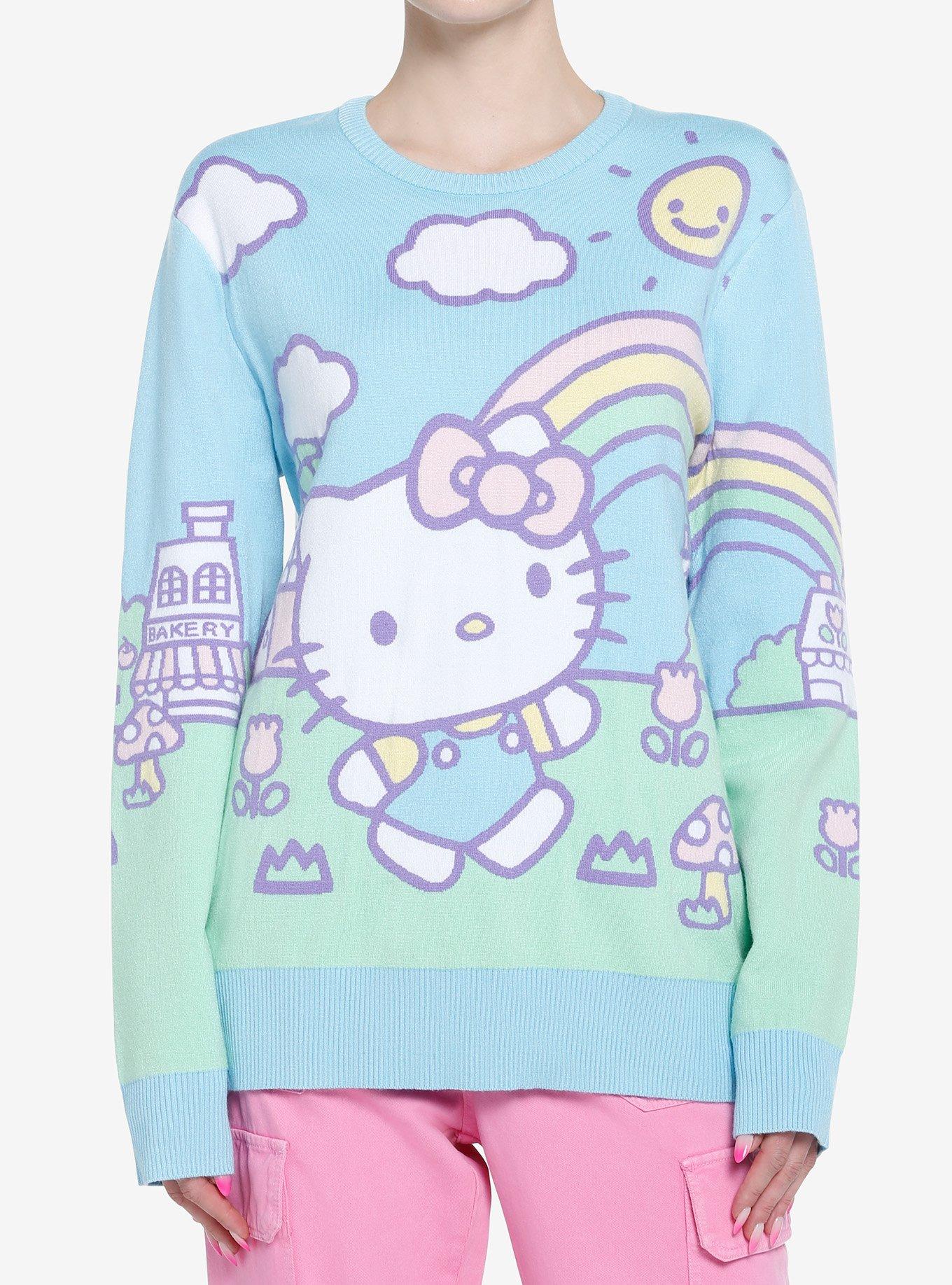 Hello Kitty Jumbo Art Pastel Girls Knit Sweater Hot Topic