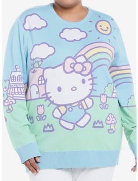 Hello Kitty Jumbo Art Pastel Girls Knit Sweater Plus Size, , hi-res