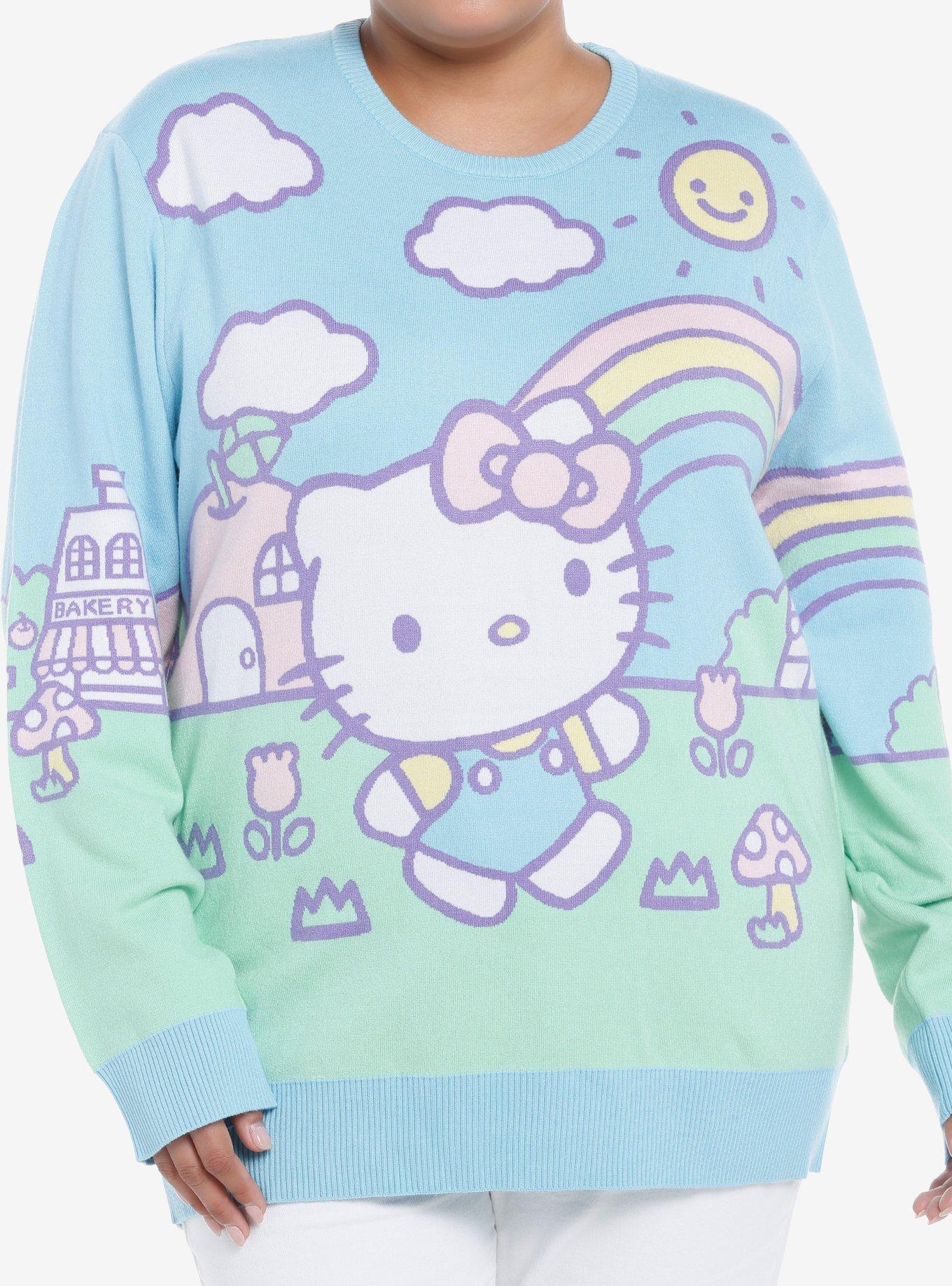 Hello Kitty Jumbo Art Pastel Girls Knit Sweater Plus Size, MULTI, hi-res